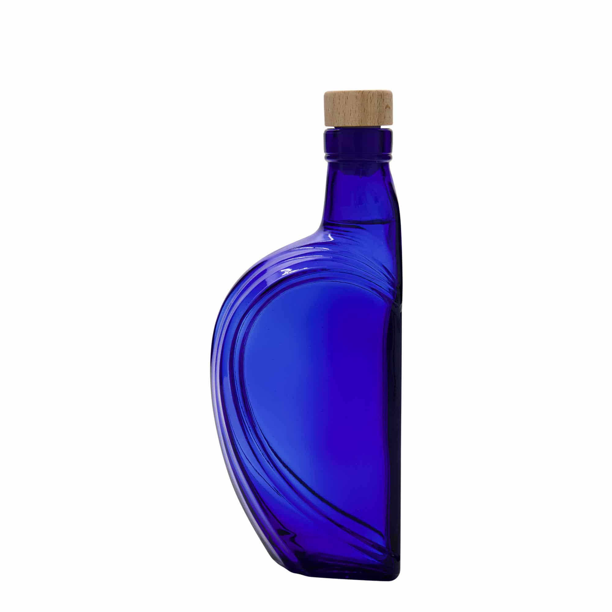 375 ml Glasflasche 'Sweethearts', rechteckig, royalblau, Mündung: Kork