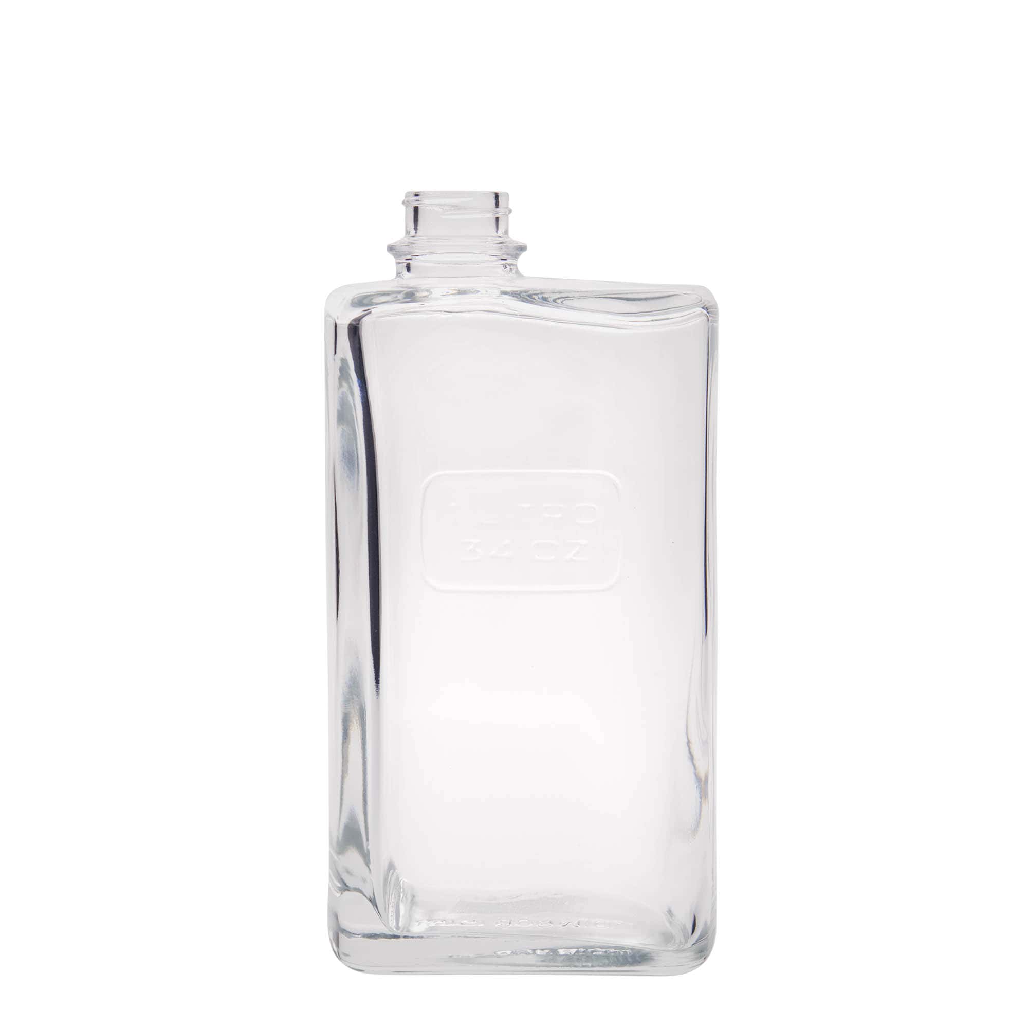 1.000 ml Glasflasche 'Optima Lattina', rechteckig, Mündung: Schraubverschluss