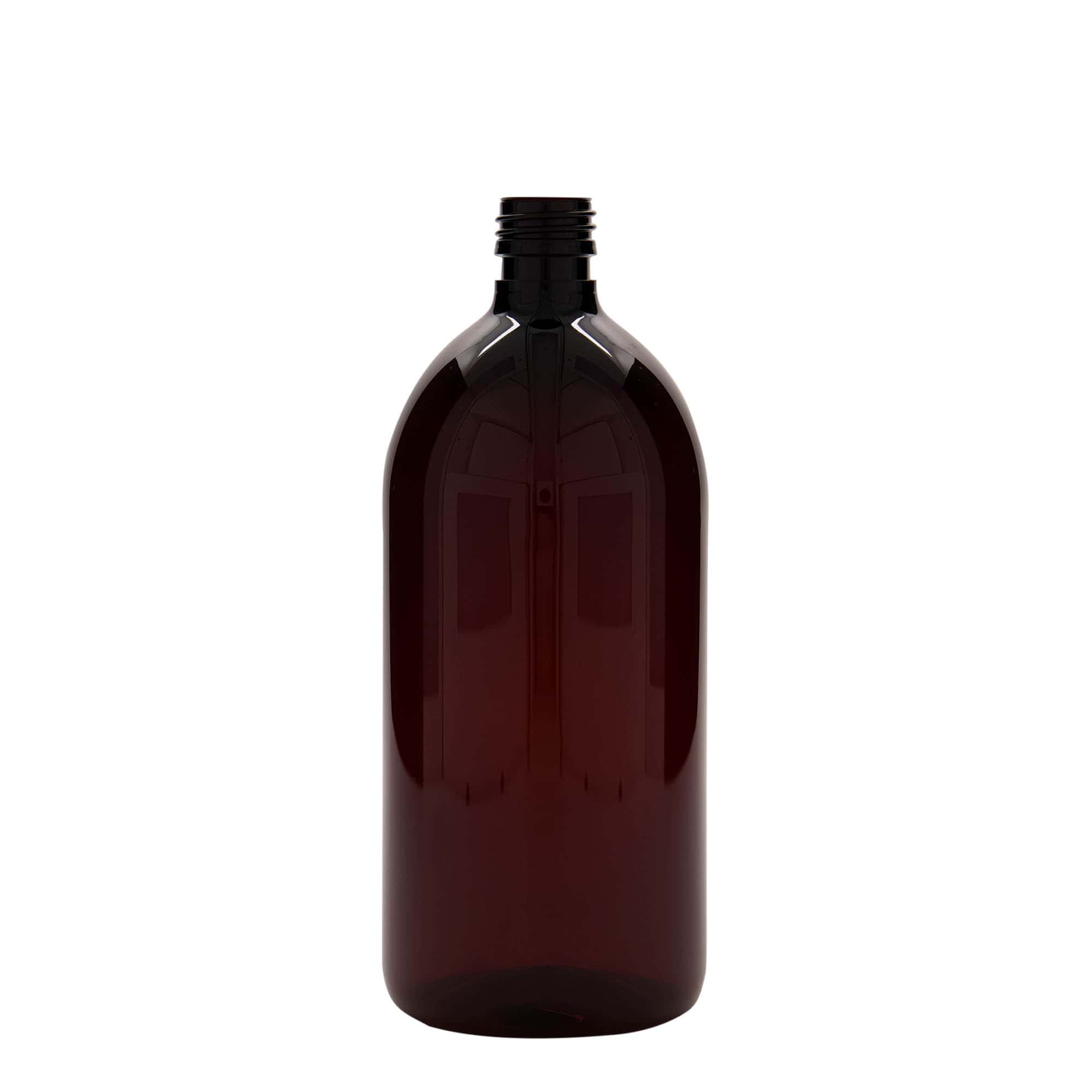 1.000 ml PET-Medizinflasche, braun,Kunststoff, Mündung: PP 28