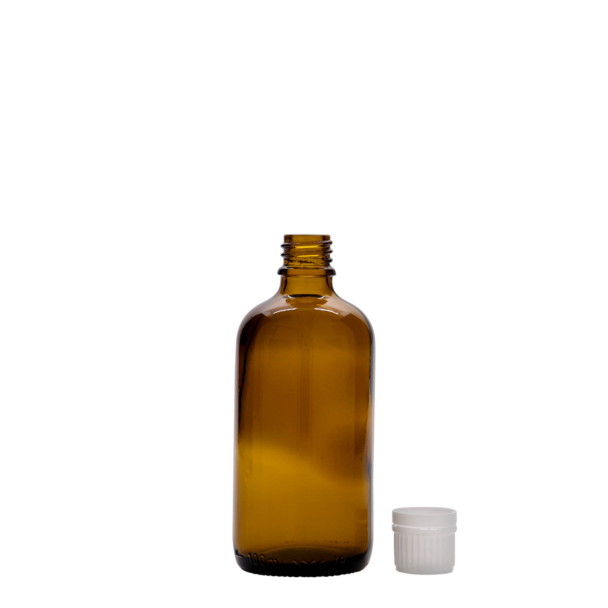 100 ml Medizinflasche, Glas, braun, Mündung: DIN 18 100 ml Medizinflasche, Glas, braun, Mündung: DIN 18