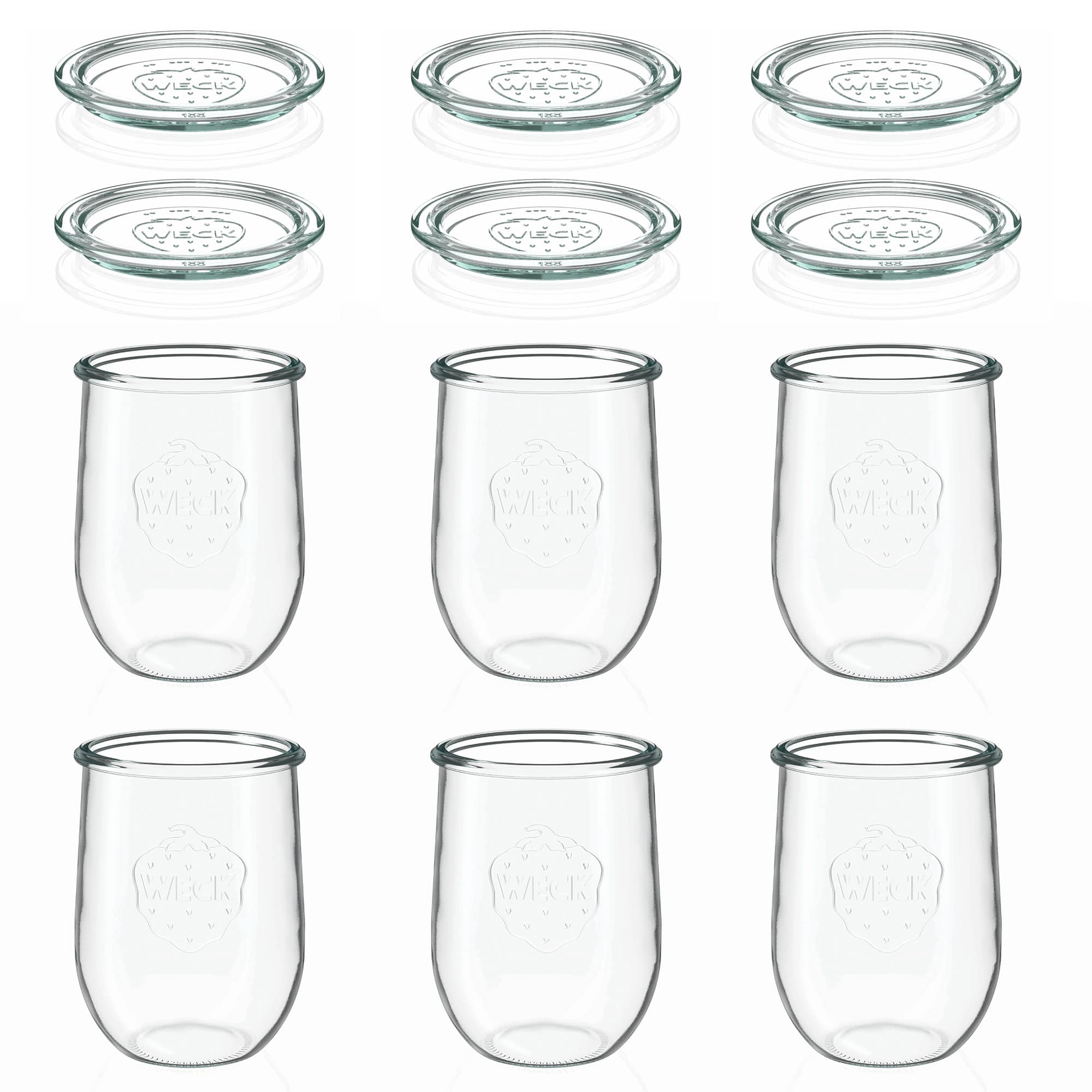 6x 1050 ml WECK-Tulpenglas mit Glasdeckel RR 100