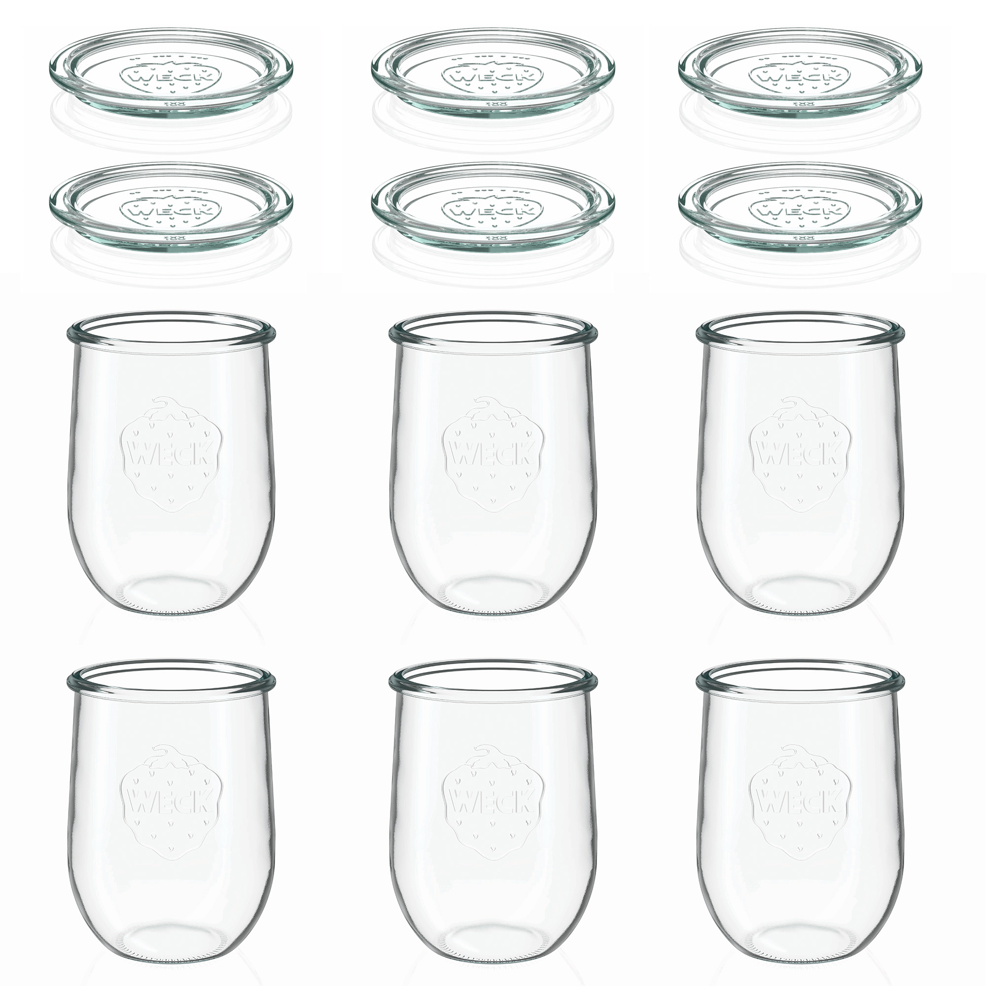 6x 580 ml WECK-Tulpenglas mit Glasdeckel RR 100