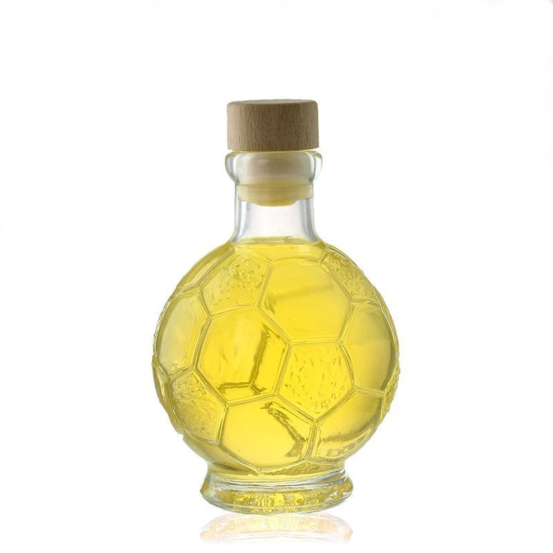 200 ml Glasflasche 'Fußball', Mündung: Kork 200 ml Glasflasche 'Fußball', Mündung: Kork