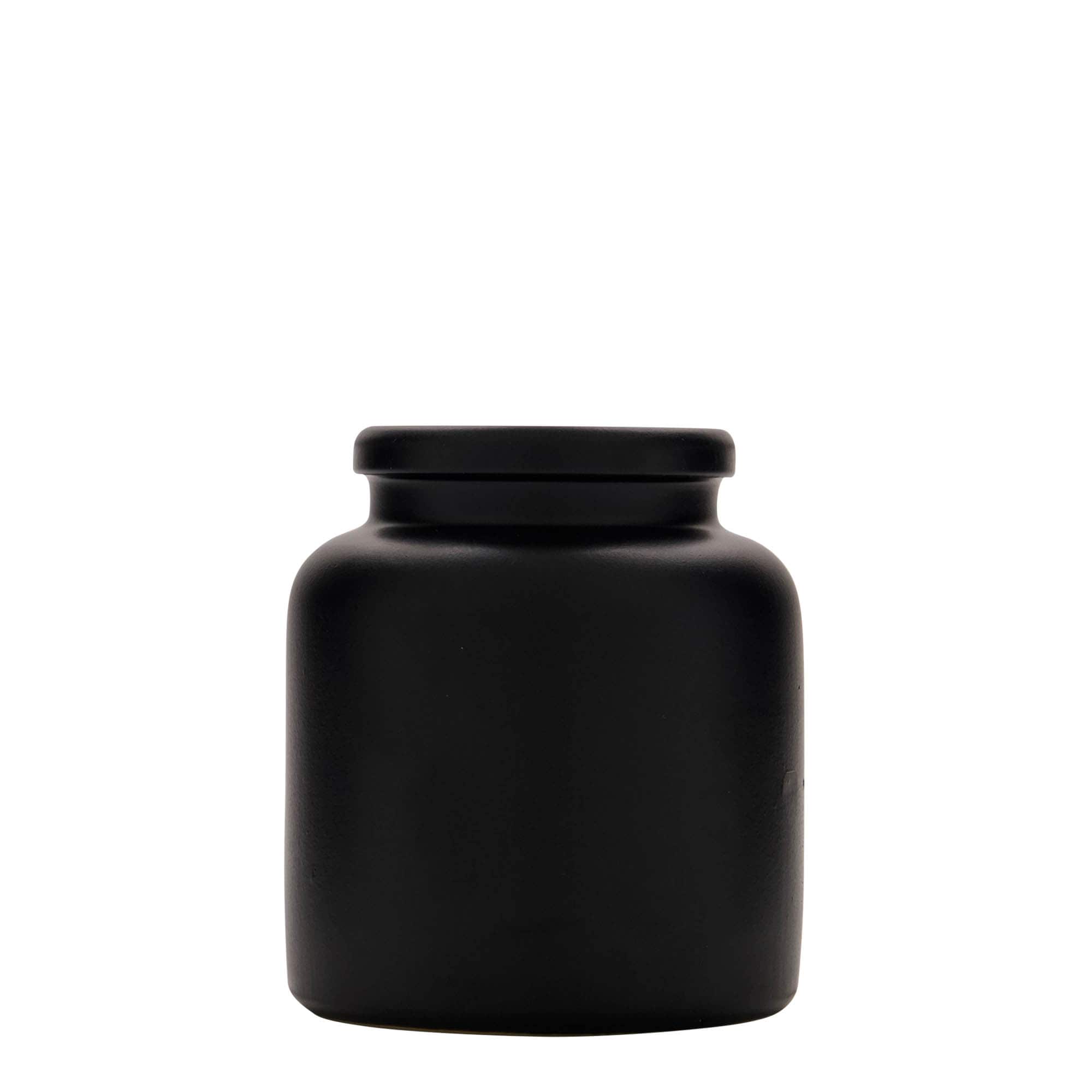 270 ml Steinzeugtopf, Keramik, schwarz, Mündung: Stülpdeckel