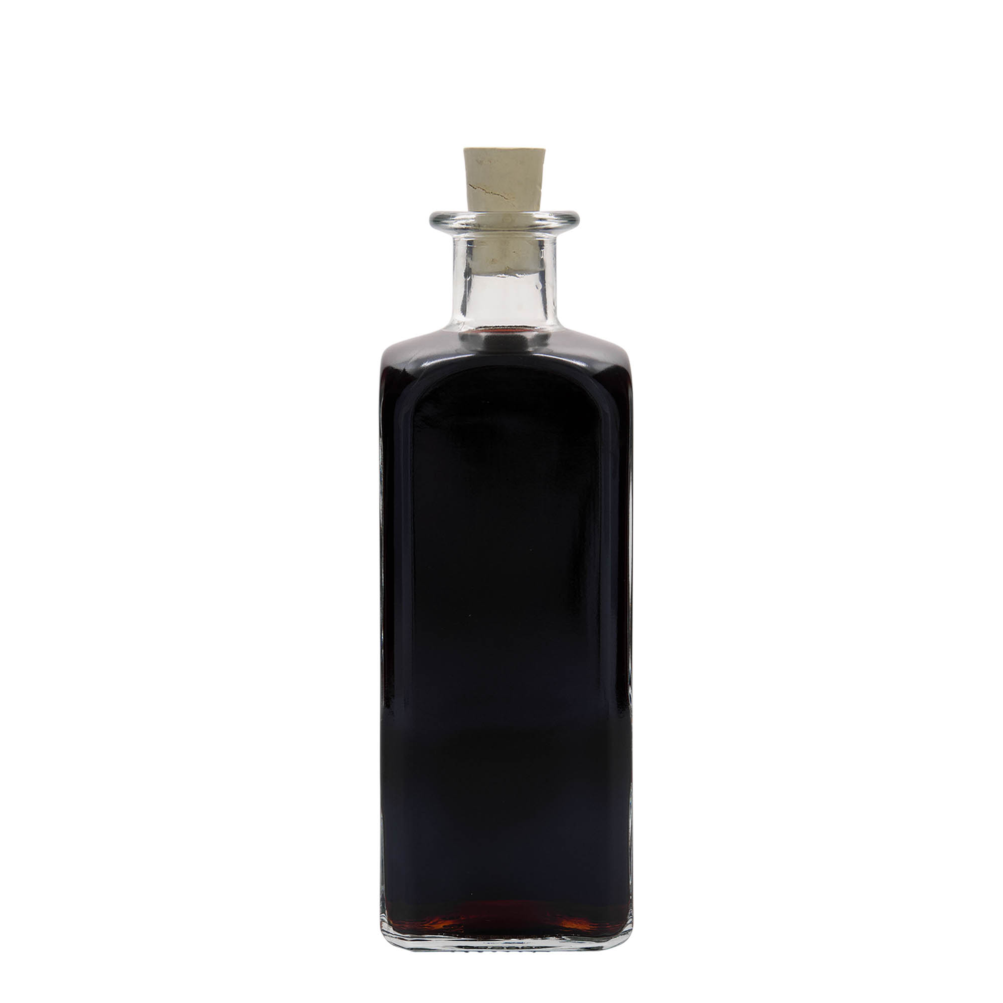 500 ml Glasflasche Apotheker Carré, quadratisch, Mündung: Kork 500 ml Glasflasche Apotheker Carré, quadratisch, Mündung: Kork