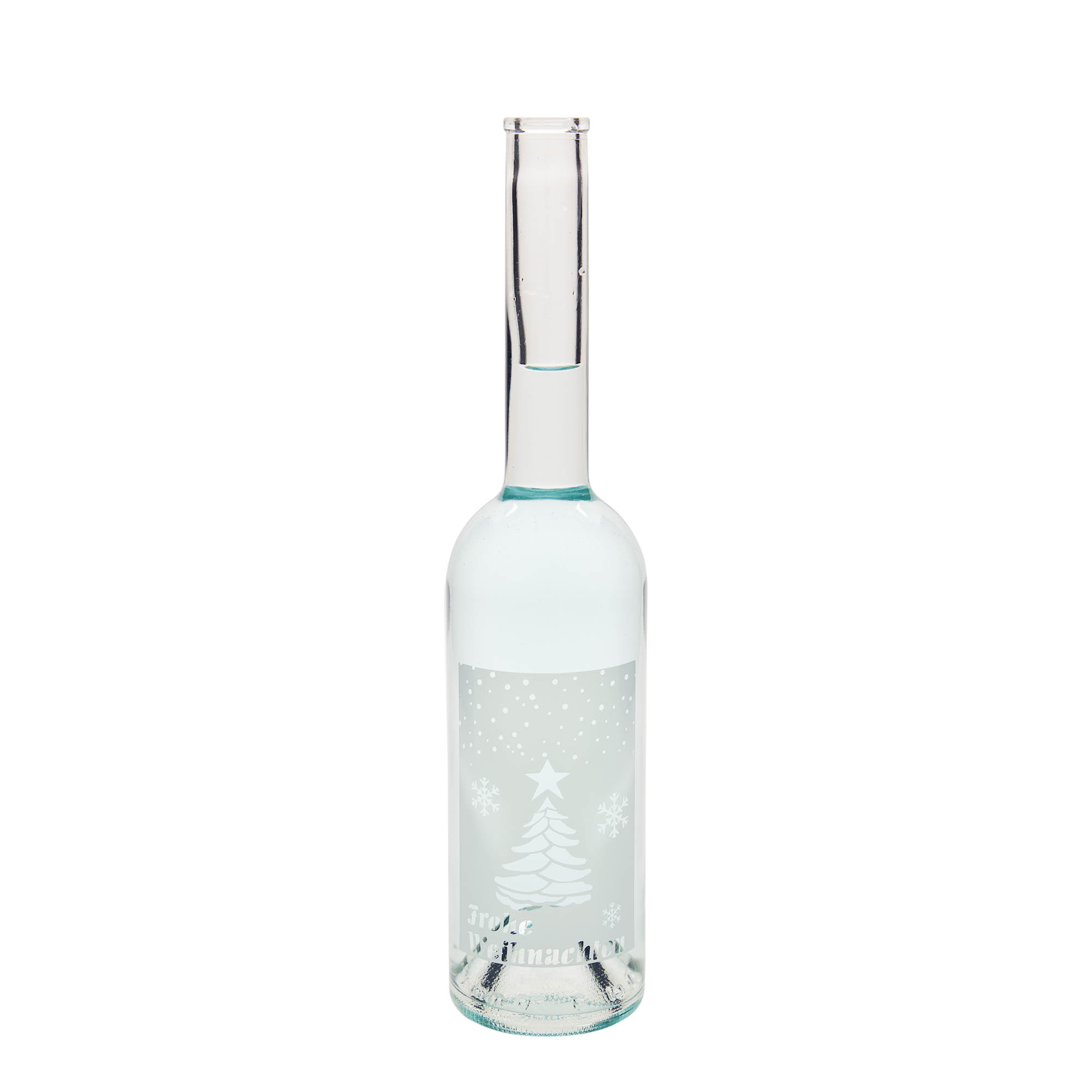 500 ml Glasflasche 'Opera', Motiv: Weiße Weihnachten, Mündung: Kork 500 ml Glasflasche 'Opera', Motiv: Weiße Weihnachten, Mündung: Kork