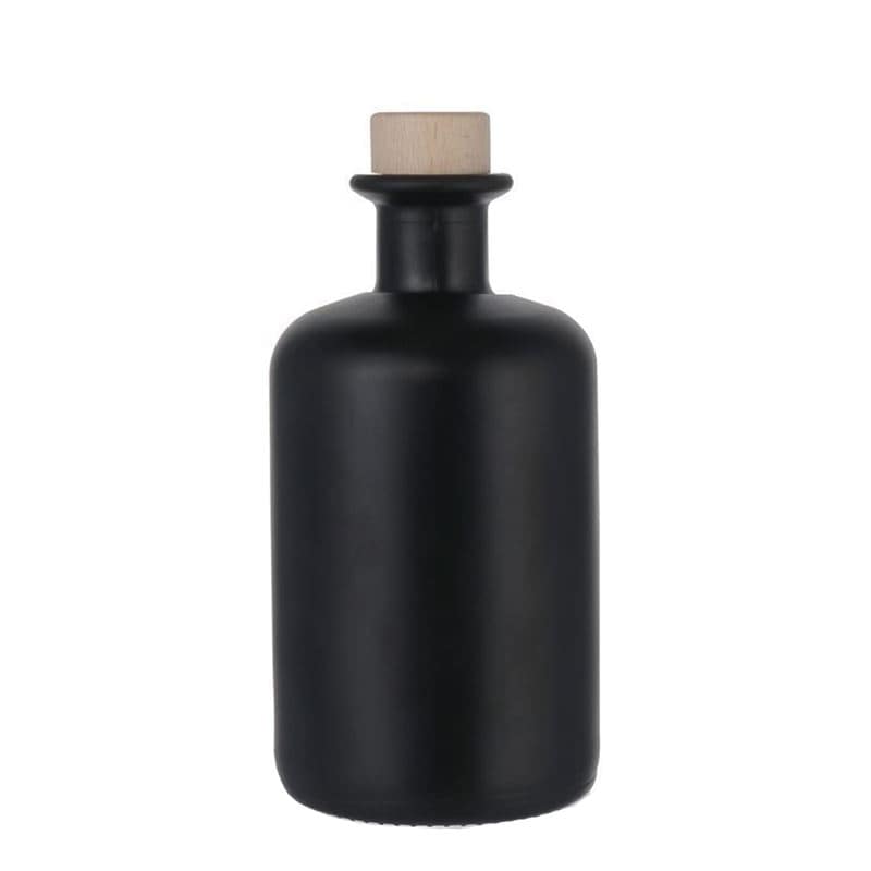 350 ml Glasflasche Apotheker, schwarz, Mündung: Kork