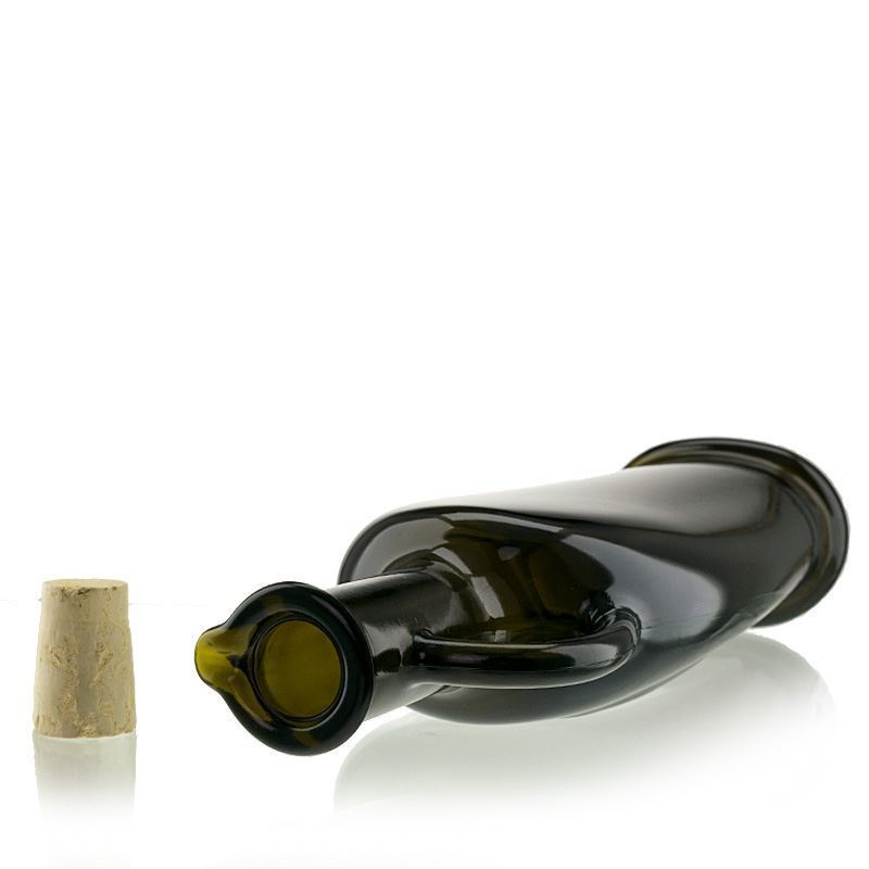 500 ml Glasflasche 'Eleganta', oval, antikgrün, Mündung: Kork 500 ml Glasflasche 'Eleganta', oval, antikgrün, Mündung: Kork