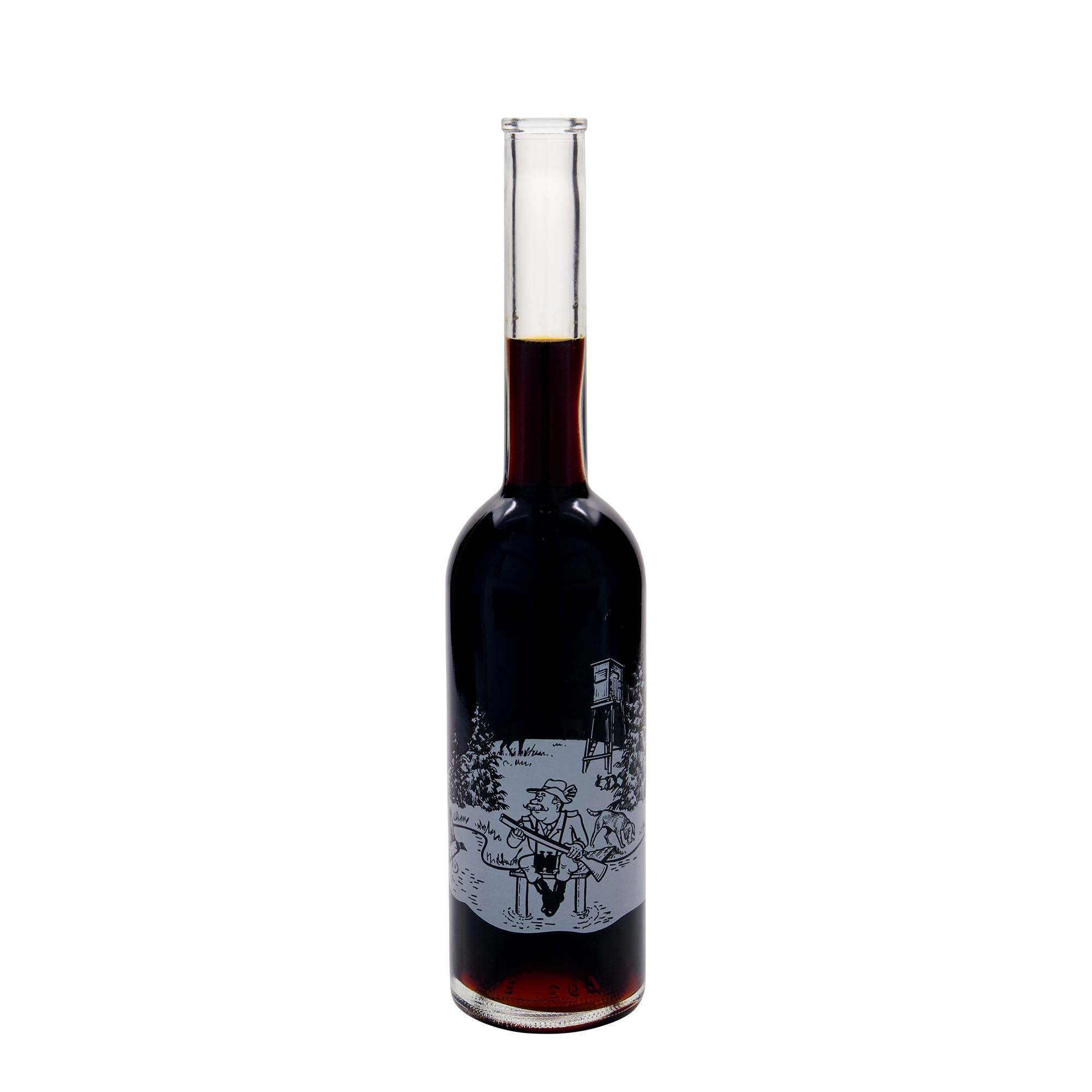 500 ml Glasflasche 'Opera', Motiv: Jäger, Mündung: Kork