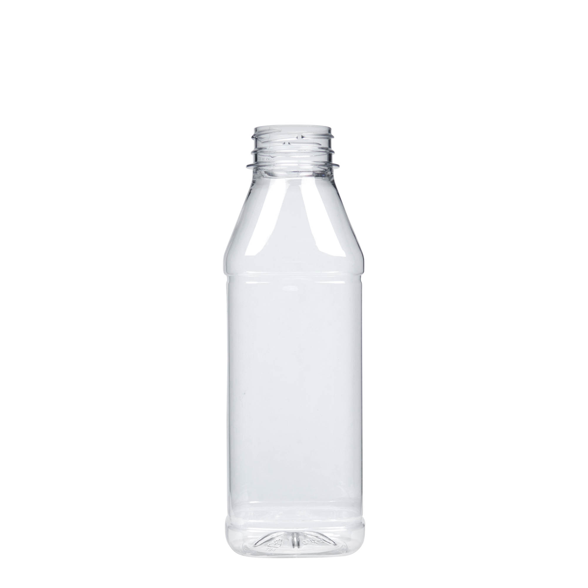 500 ml PET-Flasche 'Milk and Juice Carré', quadratisch, Kunststoff, Mündung: 38 mm 500 ml PET-Flasche 'Milk and Juice Carré', quadratisch, Kunststoff, Mündung: 38 mm