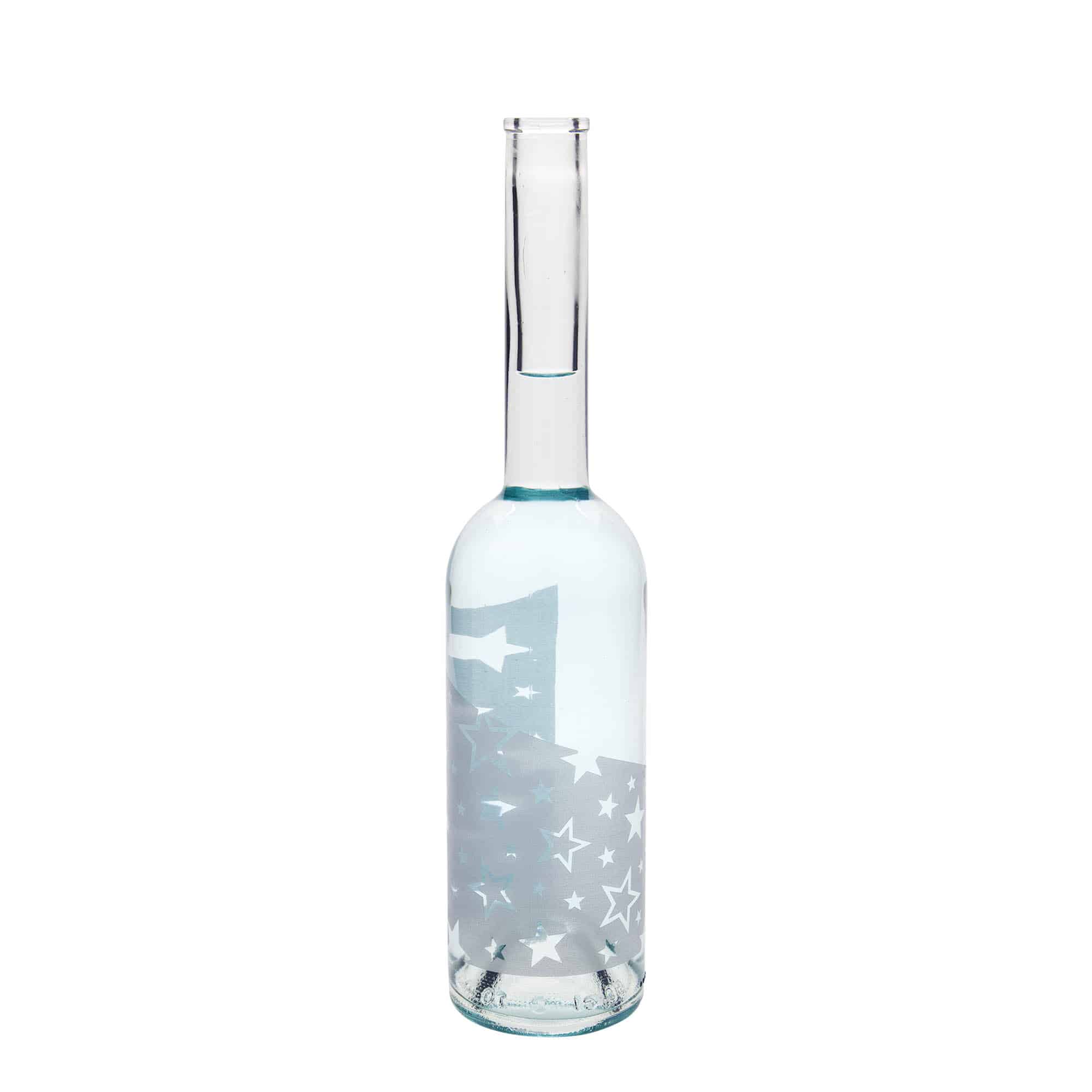 500 ml Glasflasche „Opera“, Motiv: Silbersterne, Mündung: Kork