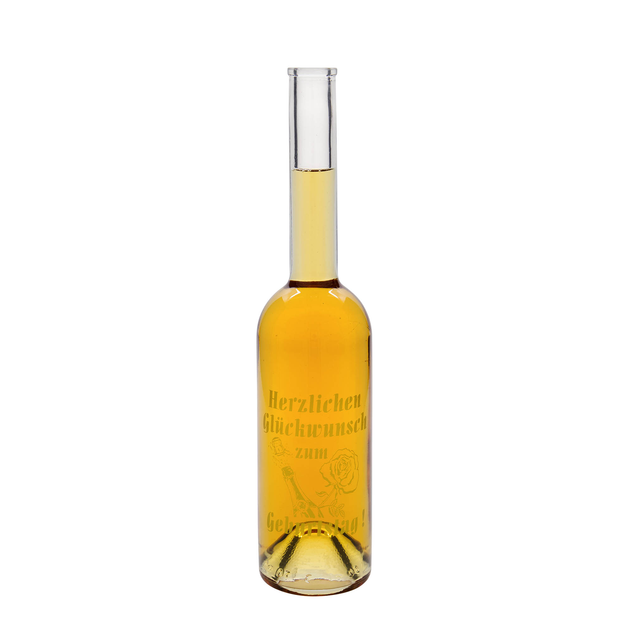 500 ml Glasflasche 'Opera', Motiv: Geburtstagsflasche, Mündung: Kork 500 ml Glasflasche 'Opera', Motiv: Geburtstagsflasche, Mündung: Kork