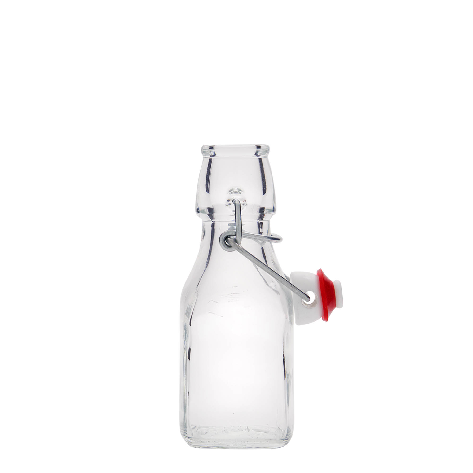 125 ml Glasflasche „Swing“, quadratisch, Mündung: Bügelverschluss