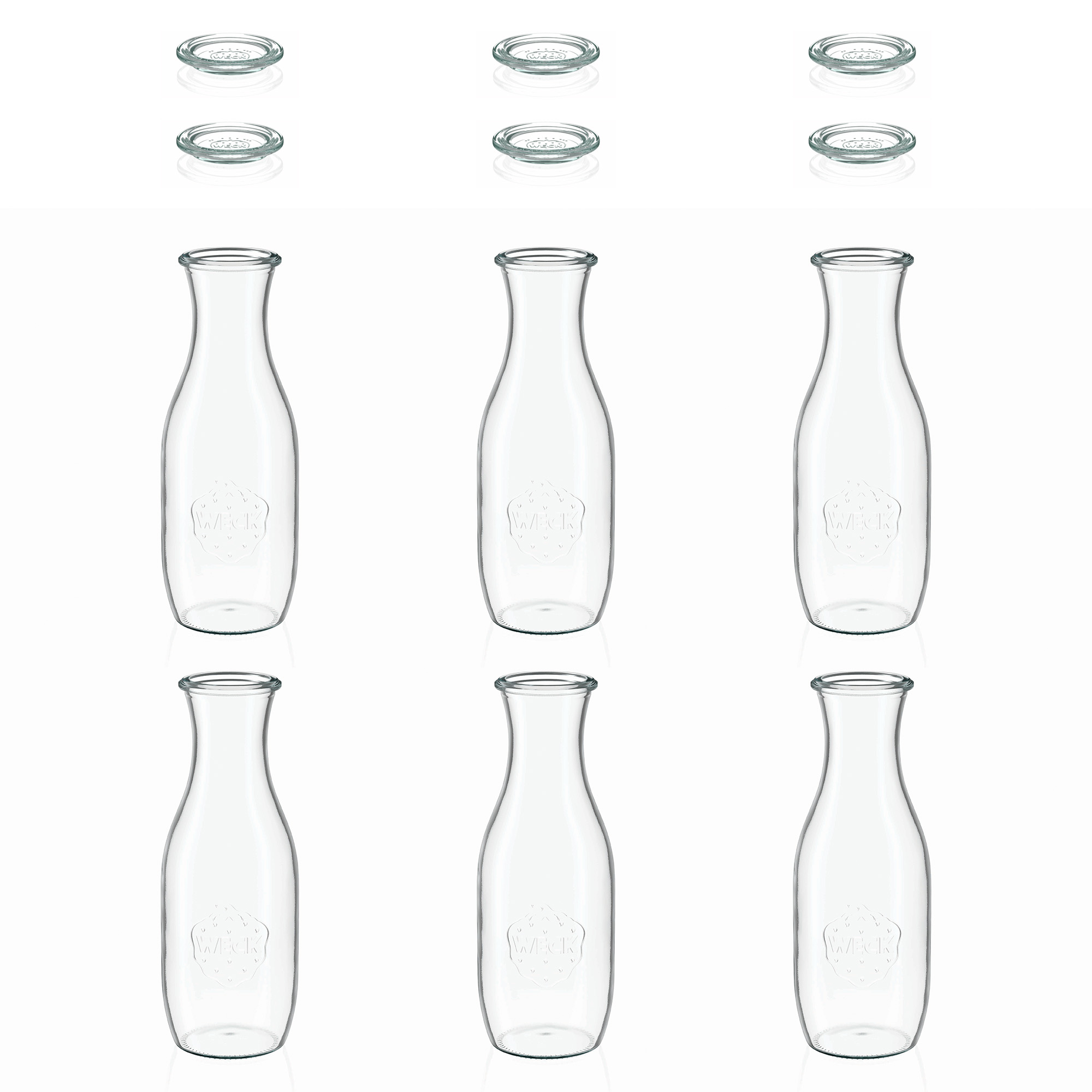 6x 1000 ml WECK-Saftflasche mit Glasdeckel RR 60