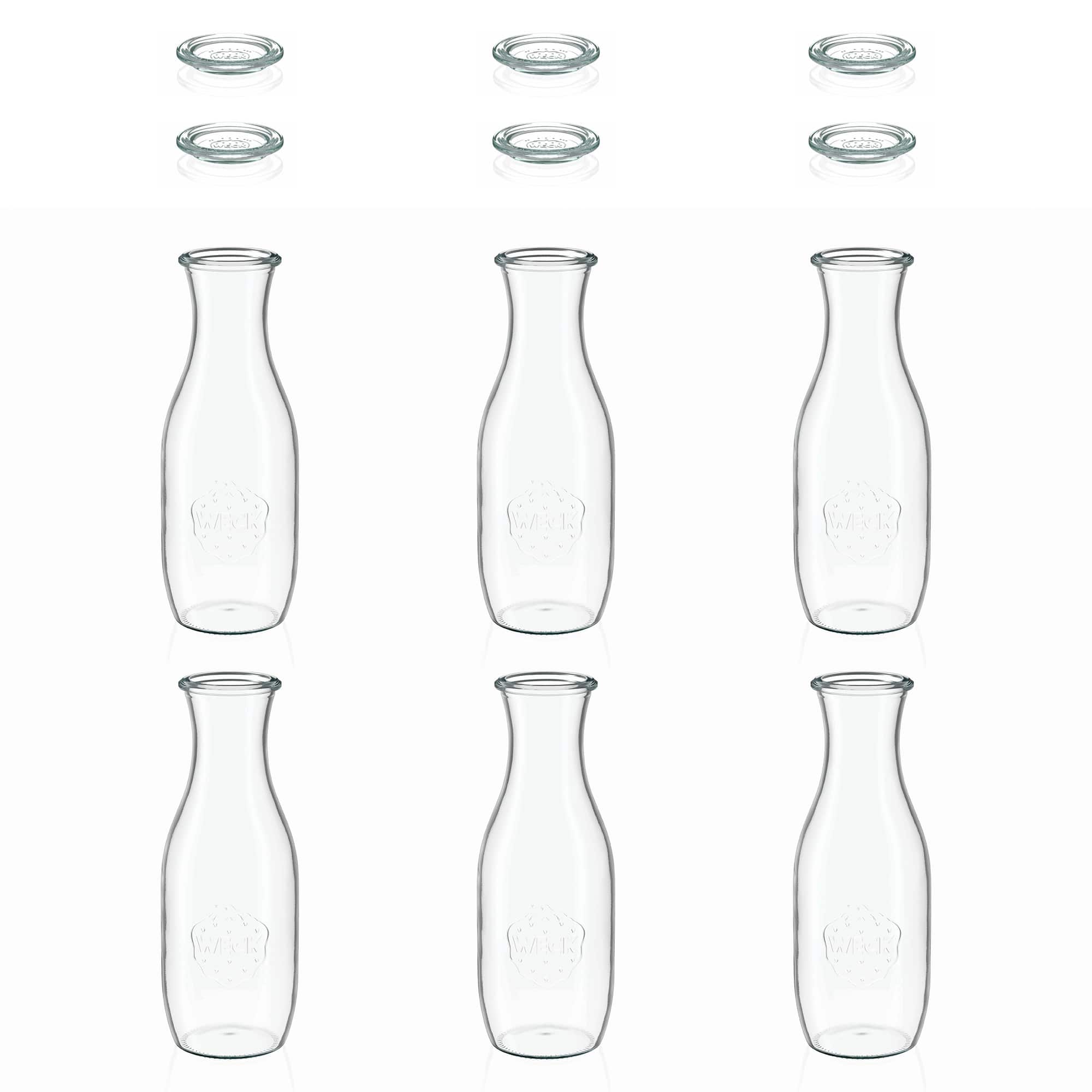 6x 1000 ml WECK-Saftflasche mit Glasdeckel RR 60