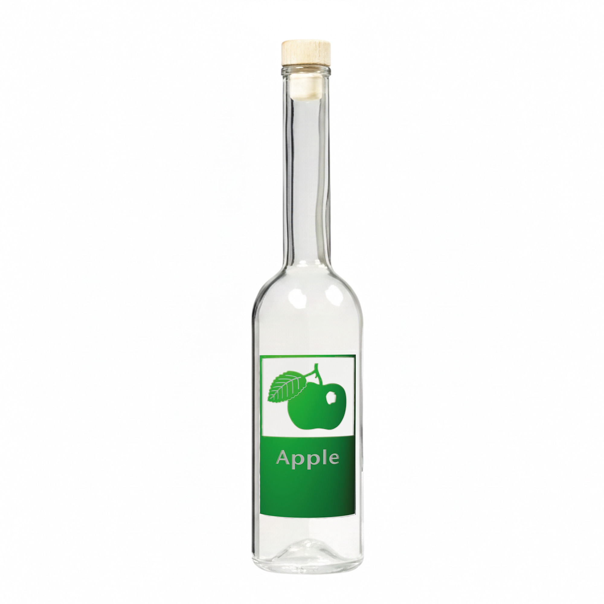 500 ml Glasflasche 'Opera', Motiv: Apple, Mündung: Kork 500 ml Glasflasche 'Opera', Motiv: Apple, Mündung: Kork