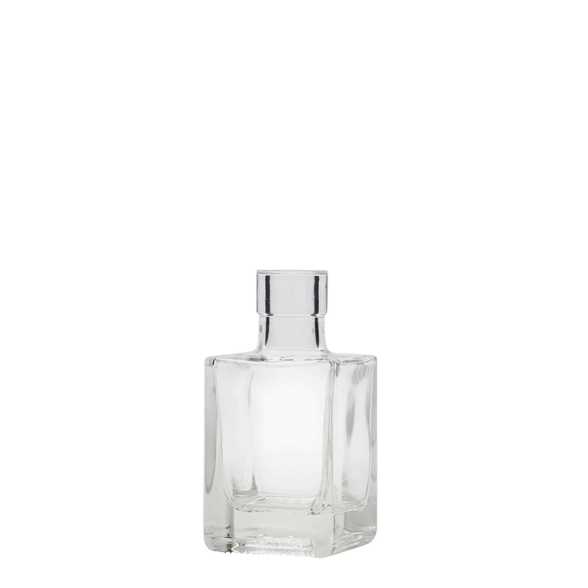50 ml Glasflasche „Cube“, quadratisch, Mündung: Kork