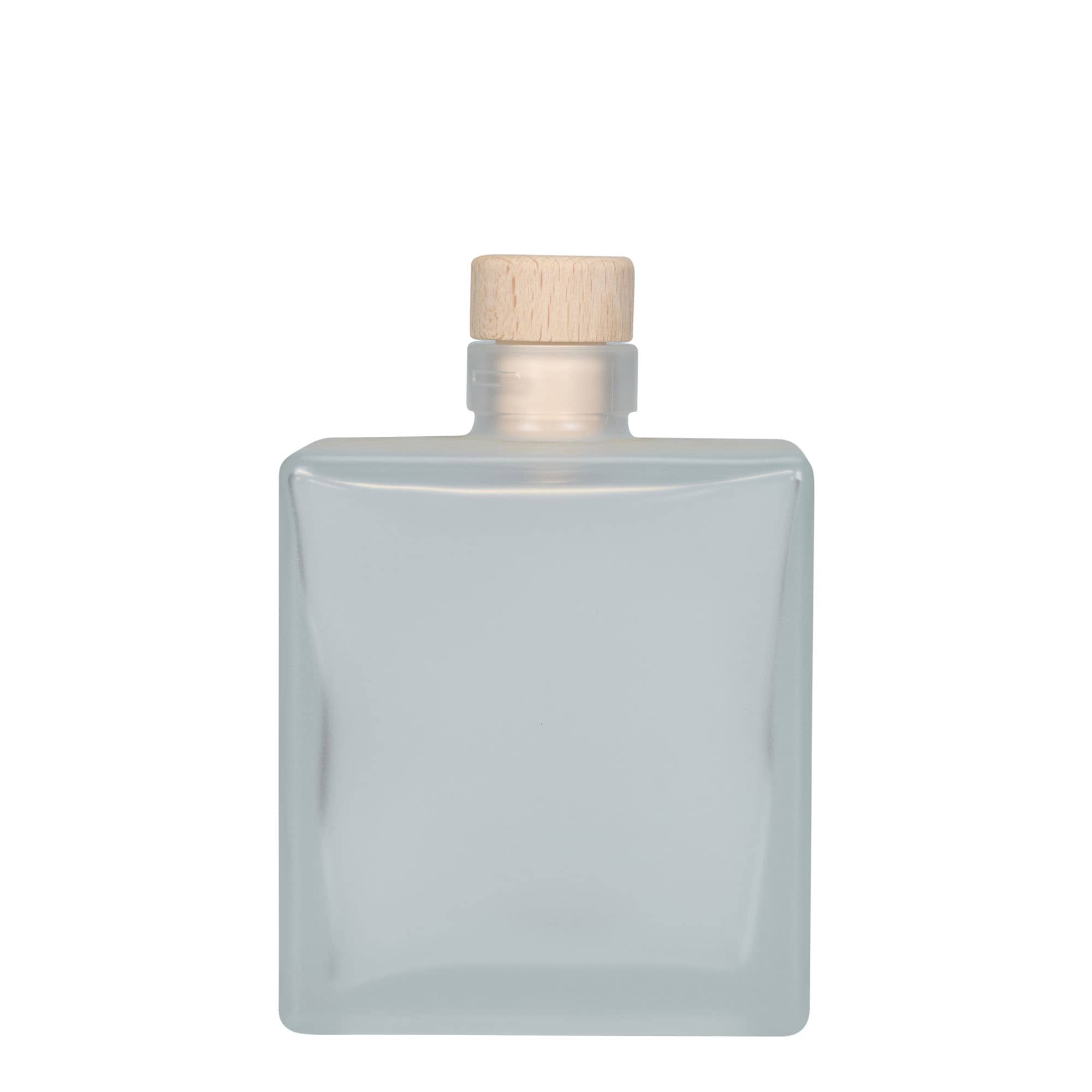 500 ml Glasflasche „Cube“, quadratisch, geeist, Mündung: Kork