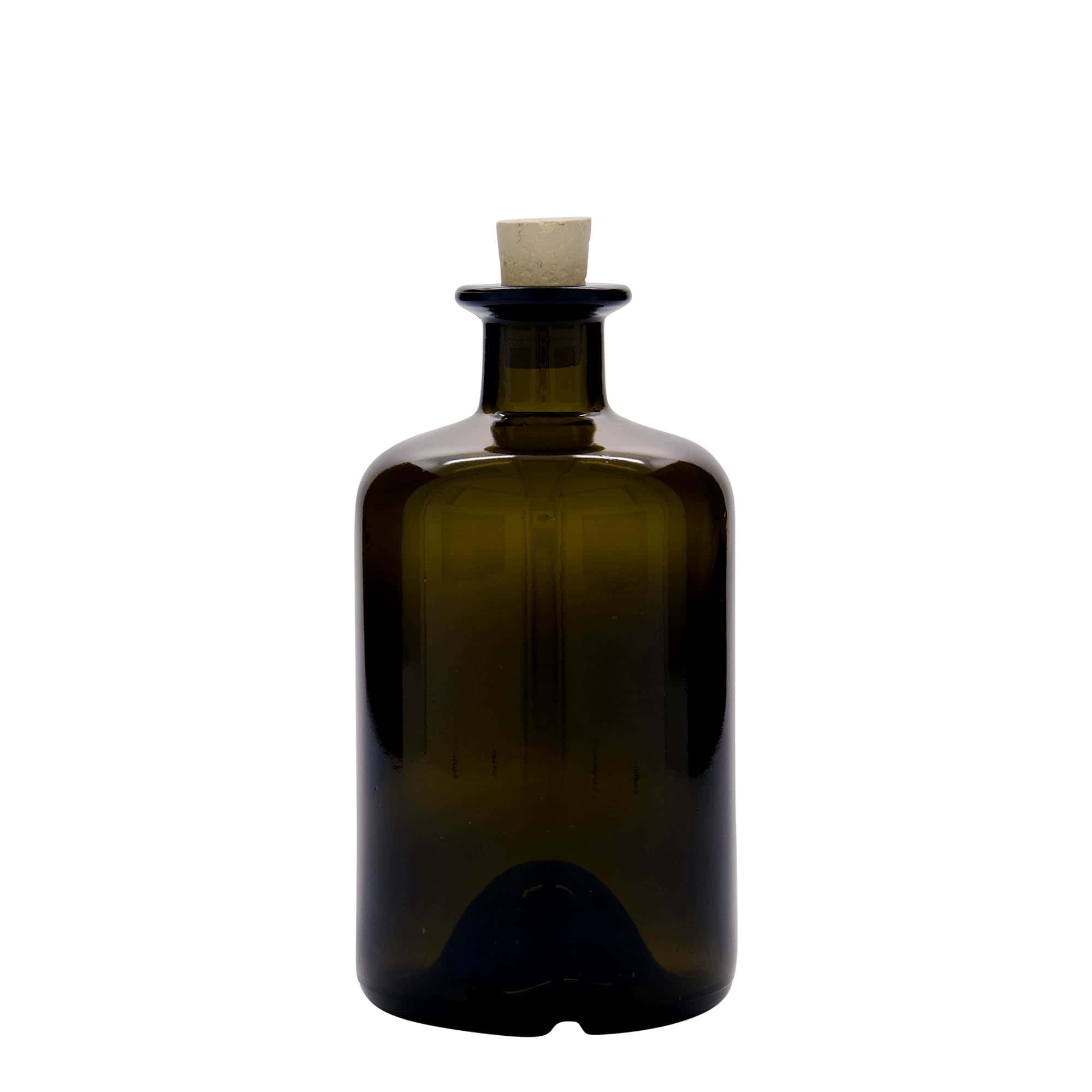500 ml Glasflasche Apotheker, antikgrün, Mündung: Kork