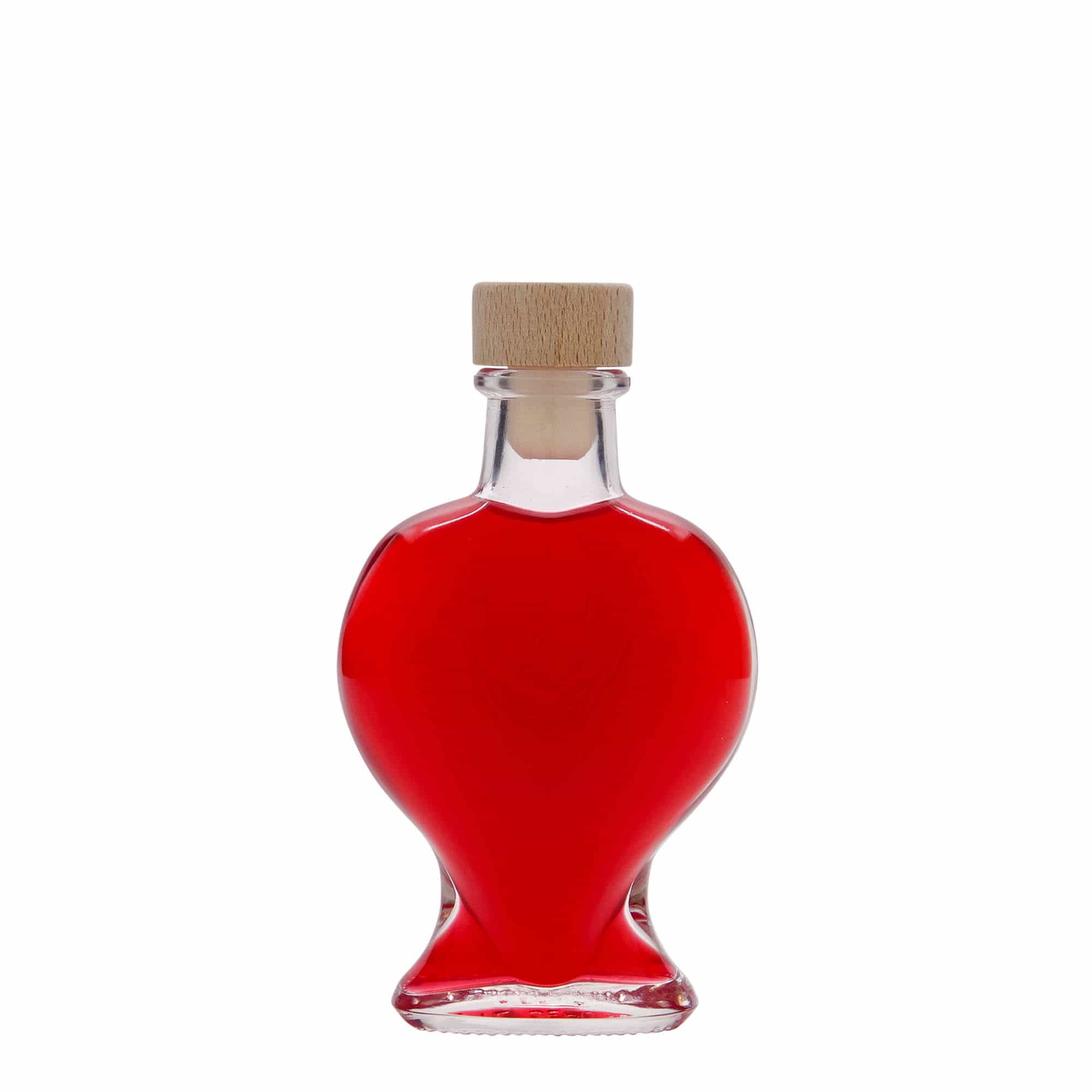 100 ml Glasflasche 'Herz', Mündung: Kork