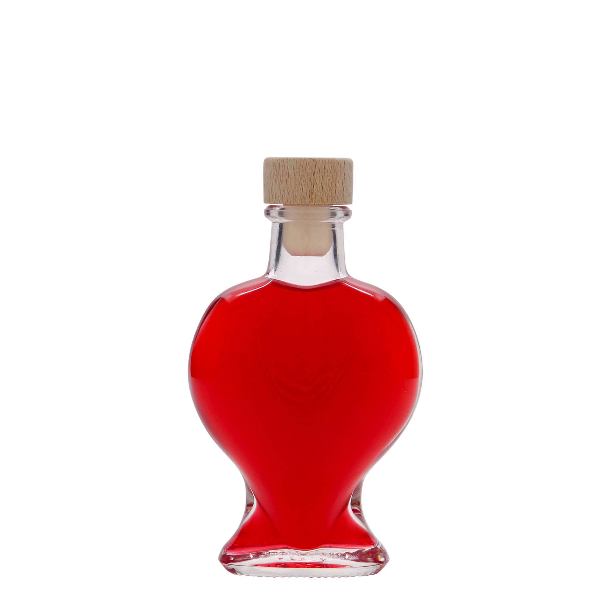 100 ml Glasflasche „Herz“, Mündung: Kork