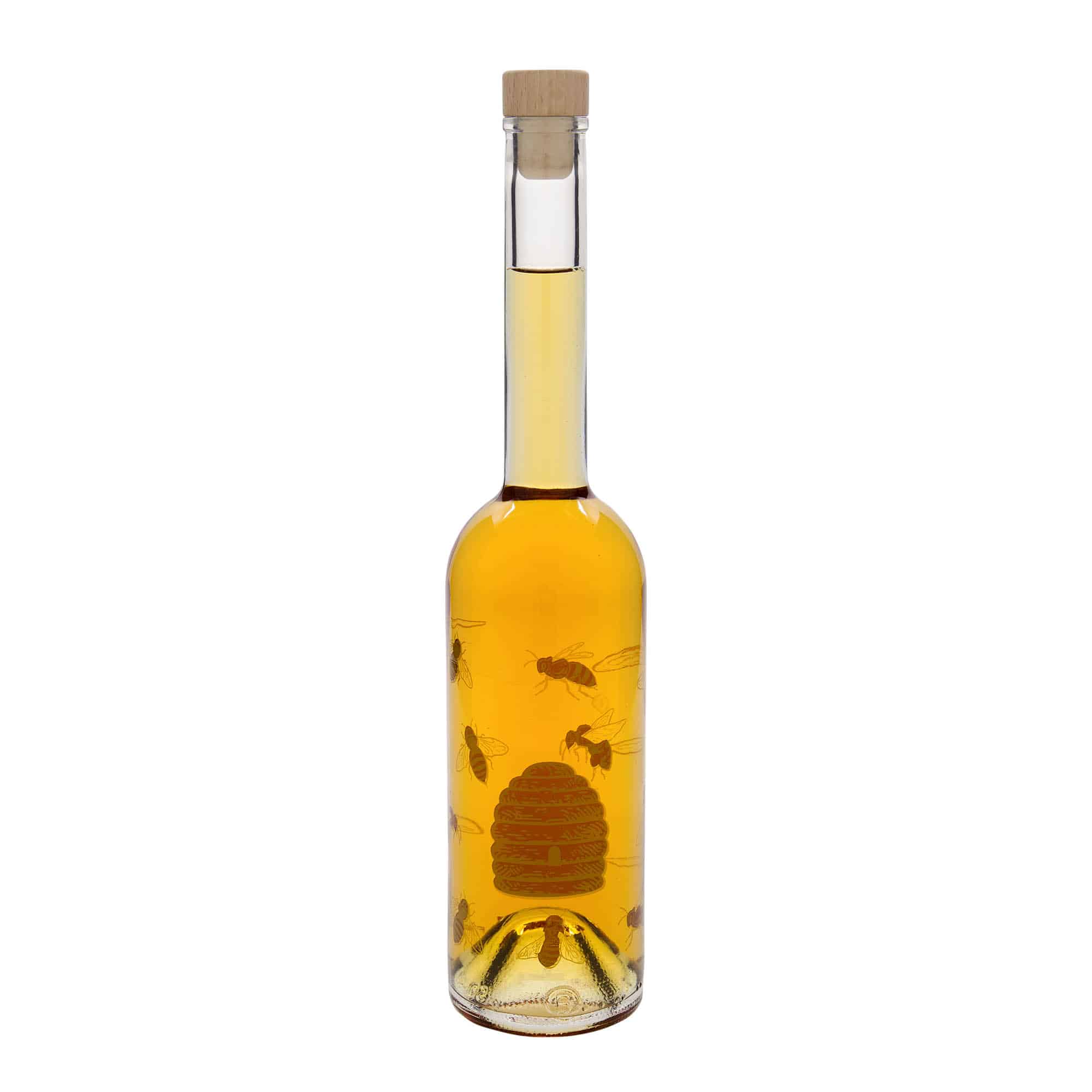 500 ml Glasflasche 'Opera', Motiv: Bienen, Mündung: Kork