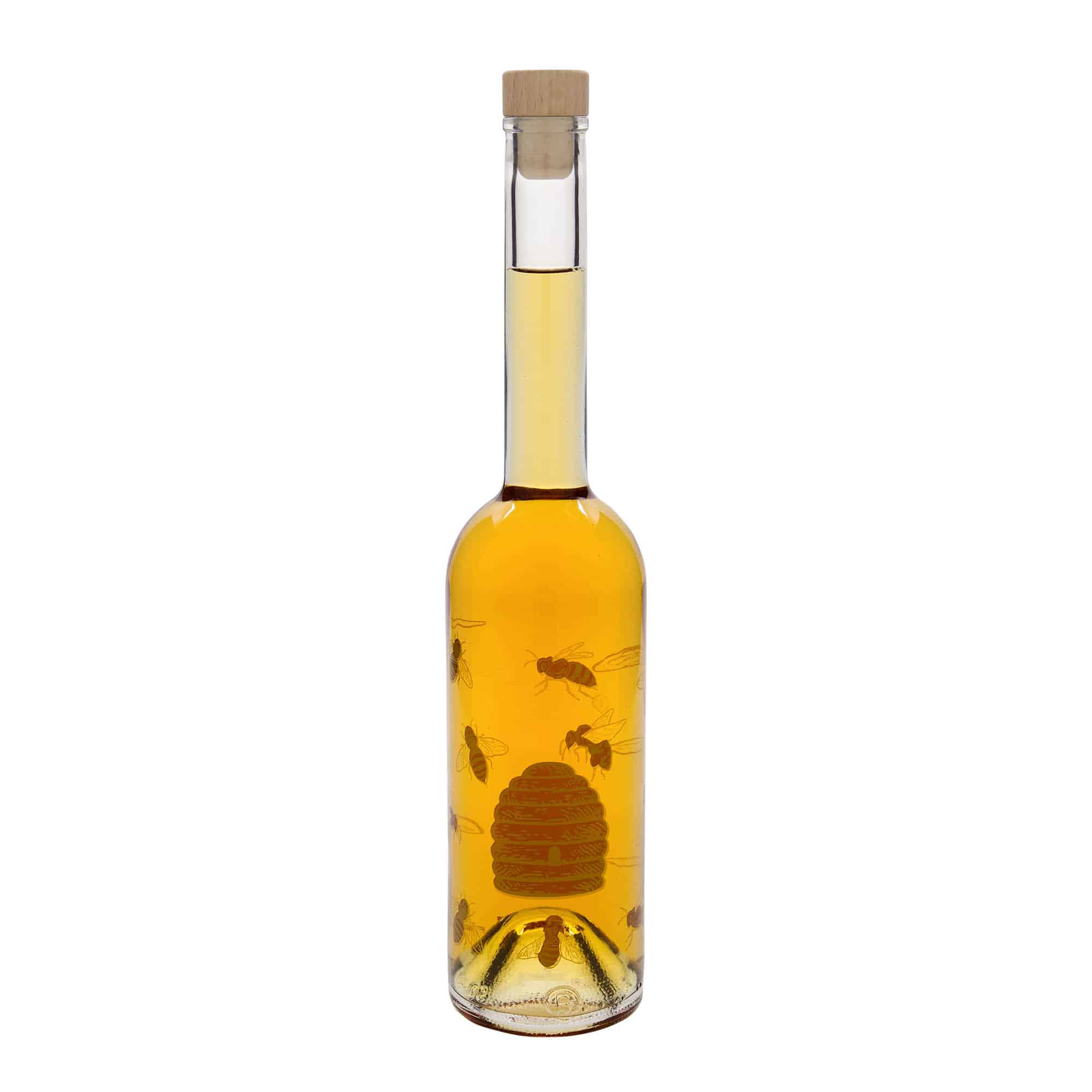 500 ml Glasflasche 'Opera', Motiv: Bienen, Mündung: Kork