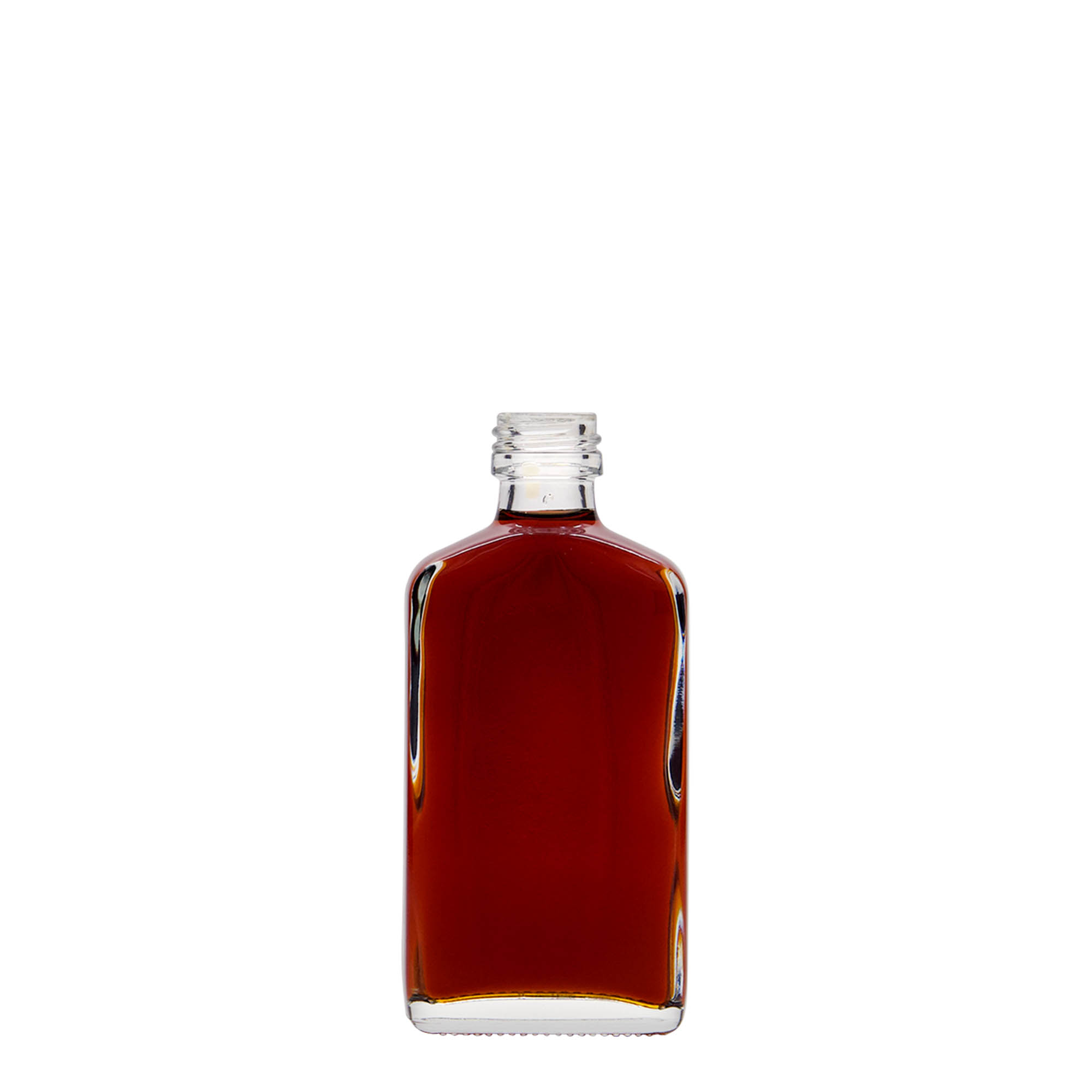 50 ml Taschenflasche, rechteckig, Glas, Mündung: PP 18