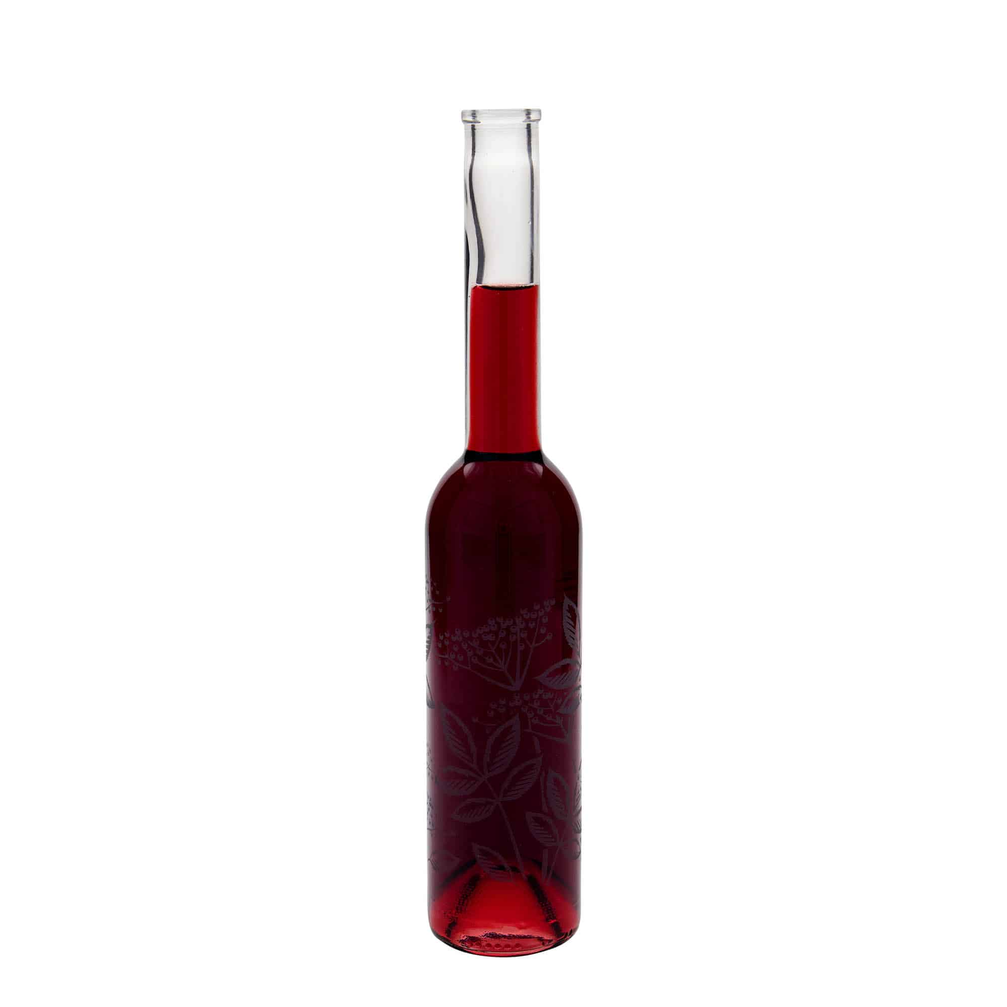 350 ml Glasflasche 'Opera', Motiv: Holunder, Mündung: Kork