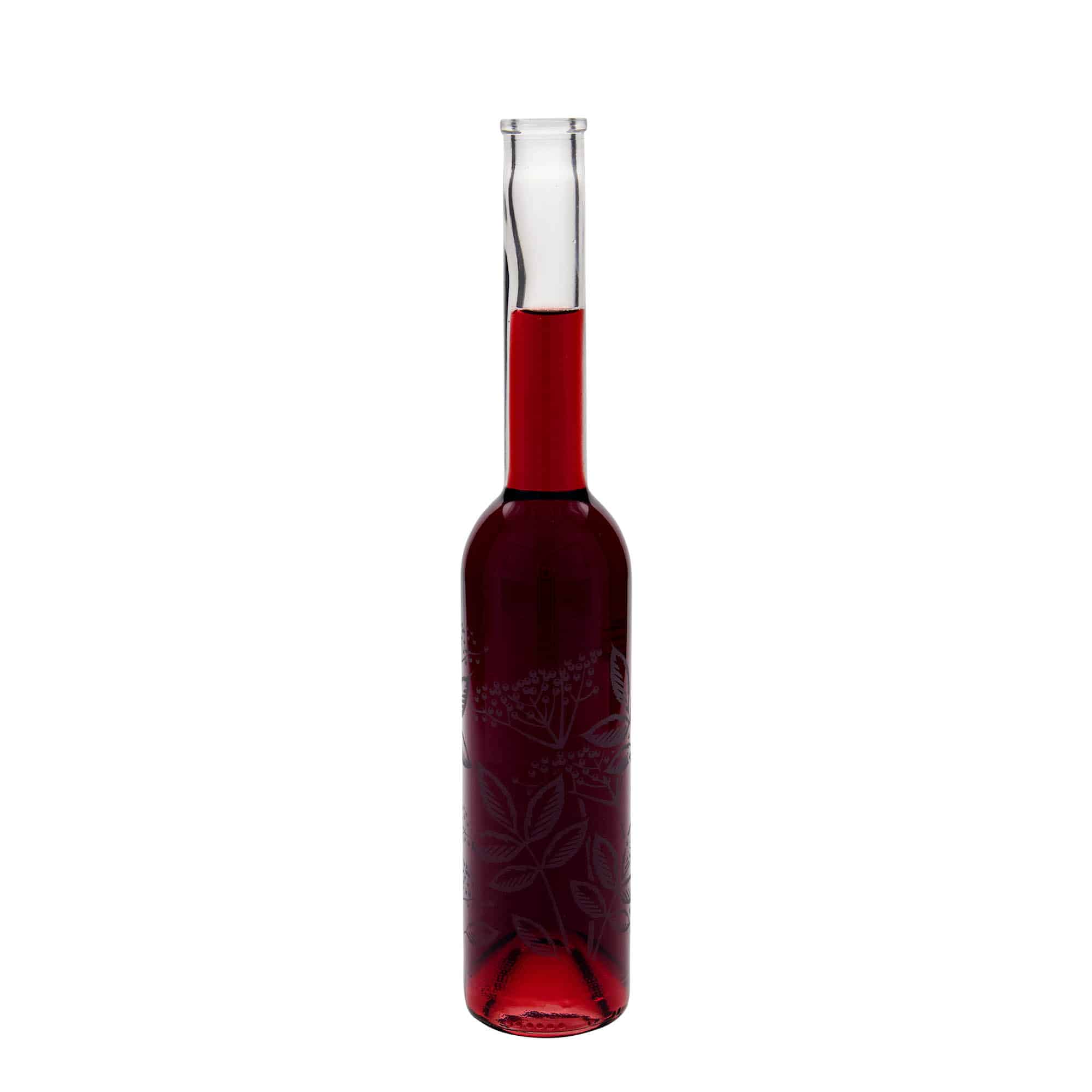 350 ml Glasflasche 'Opera', Motiv: Holunder, Mündung: Kork 350 ml Glasflasche 'Opera', Motiv: Holunder, Mündung: Kork