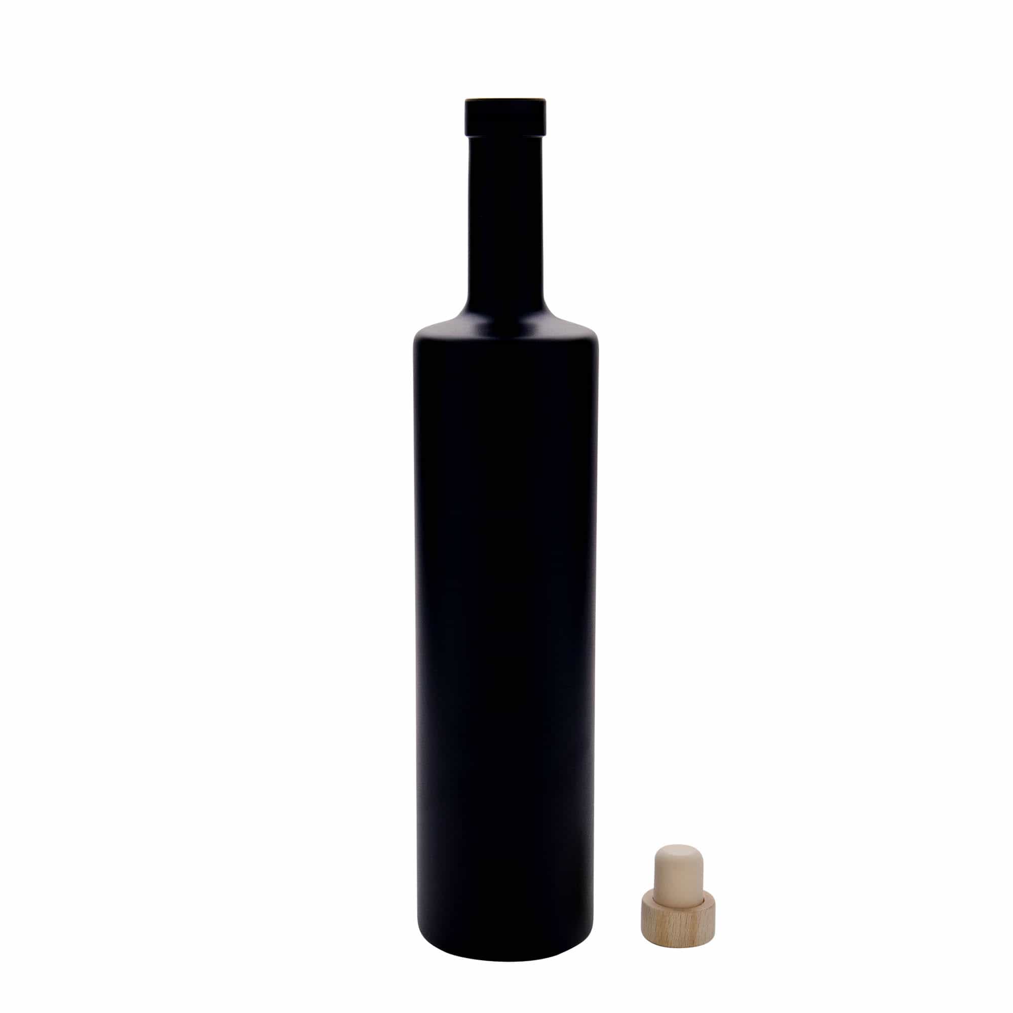 700 ml Glasflasche 'Centurio', schwarz, Mündung: Kork