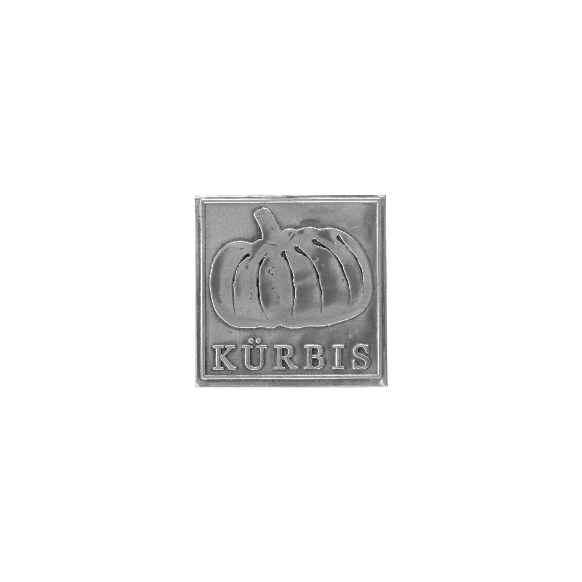 Zinnetikett 'Kürbis', quadratisch, Metall, silber