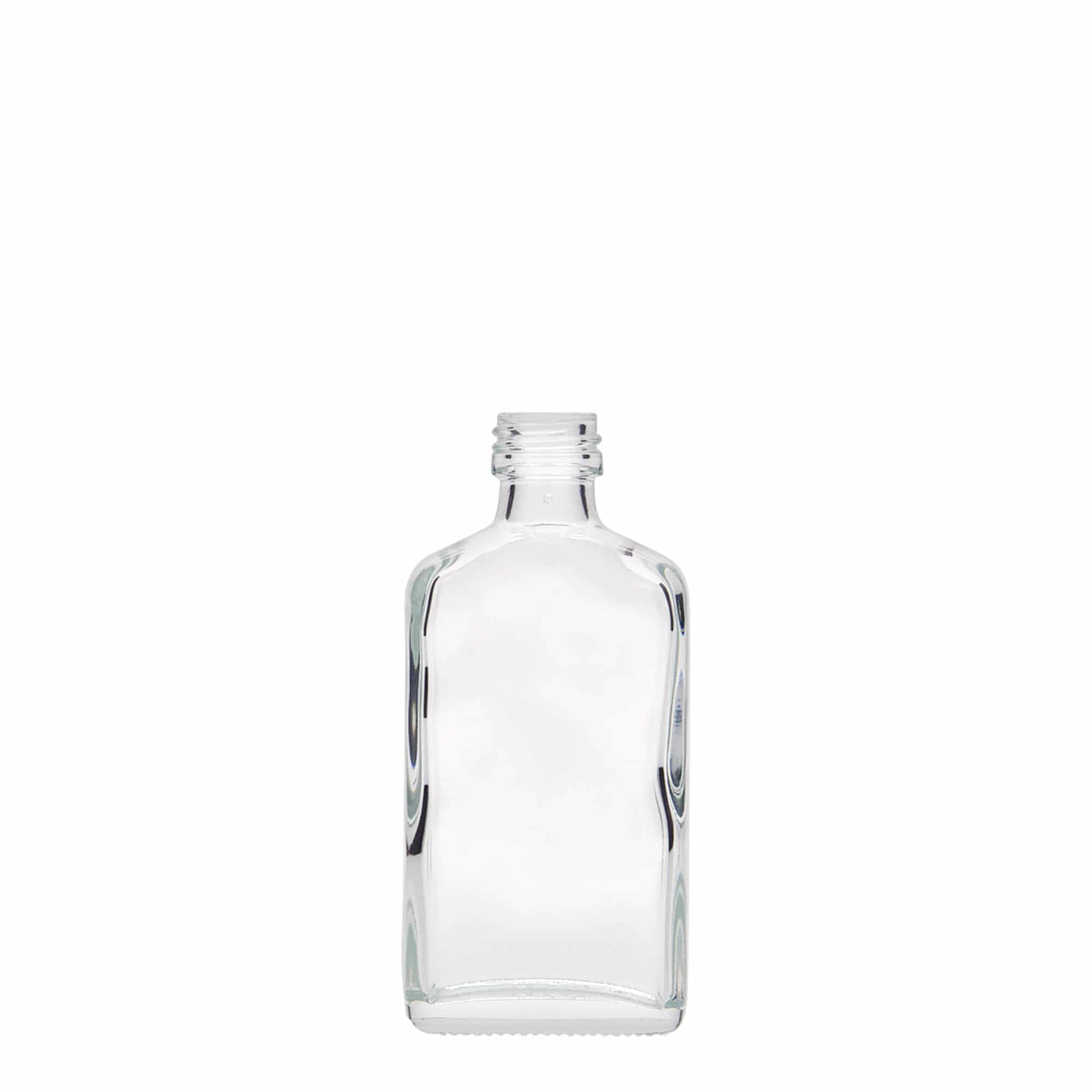 50 ml Taschenflasche, rechteckig, Glas, Mündung: PP 18