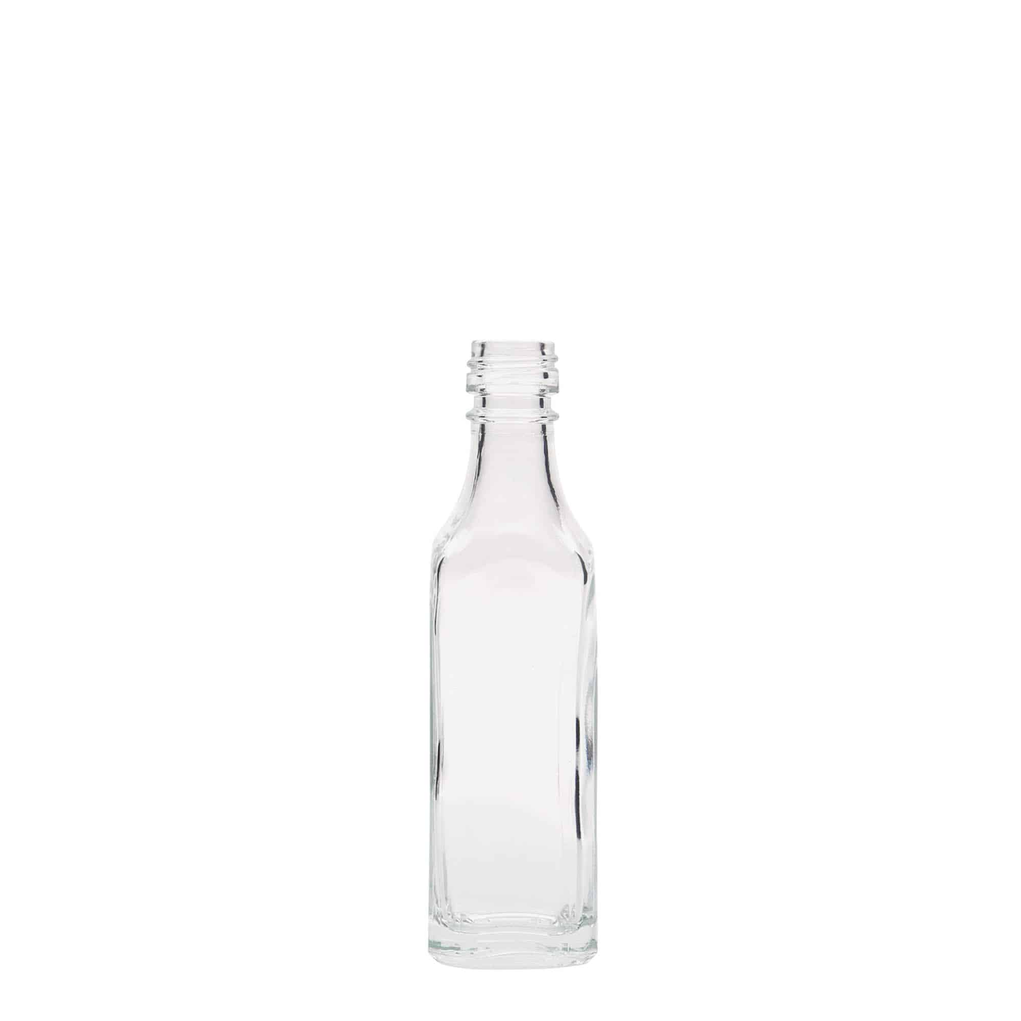 50 ml Glasflasche 'Siena', quadratisch, Mündung: PP 18 50 ml Glasflasche 'Siena', quadratisch, Mündung: PP 18