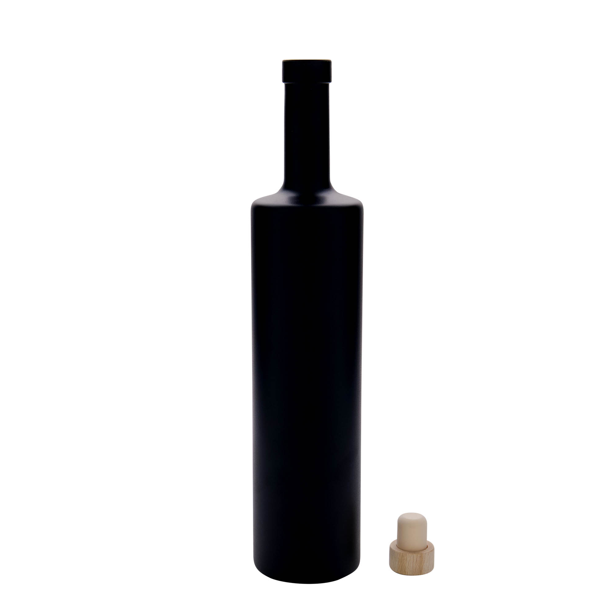 700 ml Glasflasche „Centurio“, schwarz, Mündung: Kork