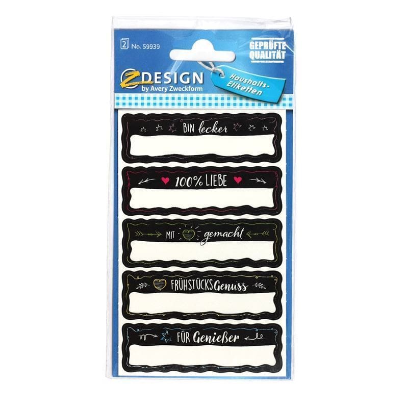 Zweckform Etiketten „Selbstgemacht“, rechteckig, Papier, schwarz