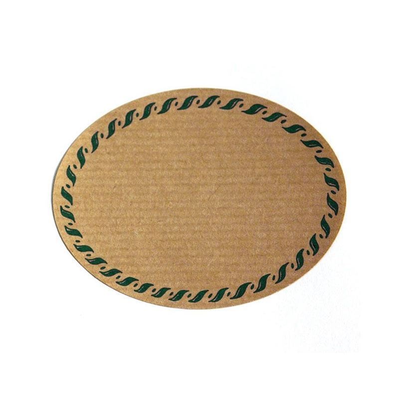 Naturetikett „Kordelrand“, oval, Papier, grün-braun