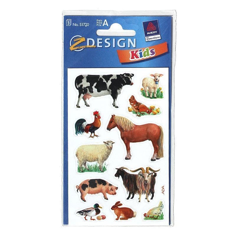 Zweckform Sticker „Bauernhoftiere“, Papier, mehrfarbig