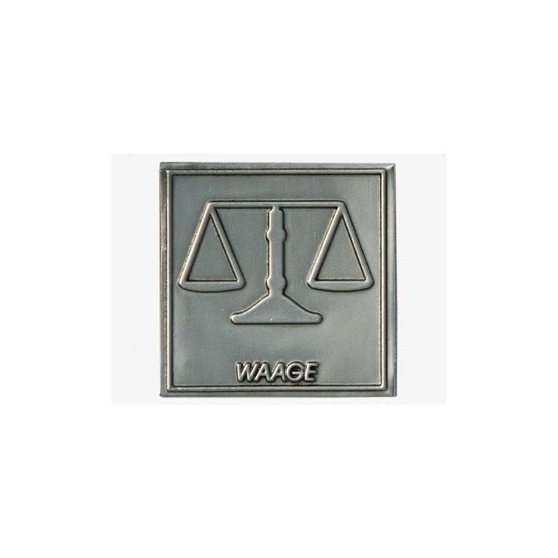 Zinnetikett 'Waage', quadratisch, Metall, silber Zinnetikett 'Waage', quadratisch, Metall, silber