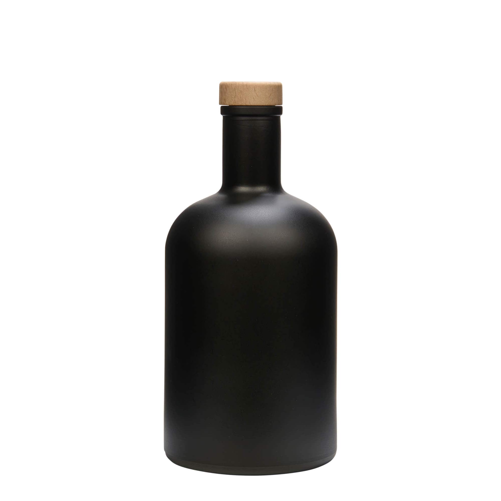 700 ml Glasflasche „Gerardino“, schwarz, Mündung: Kork