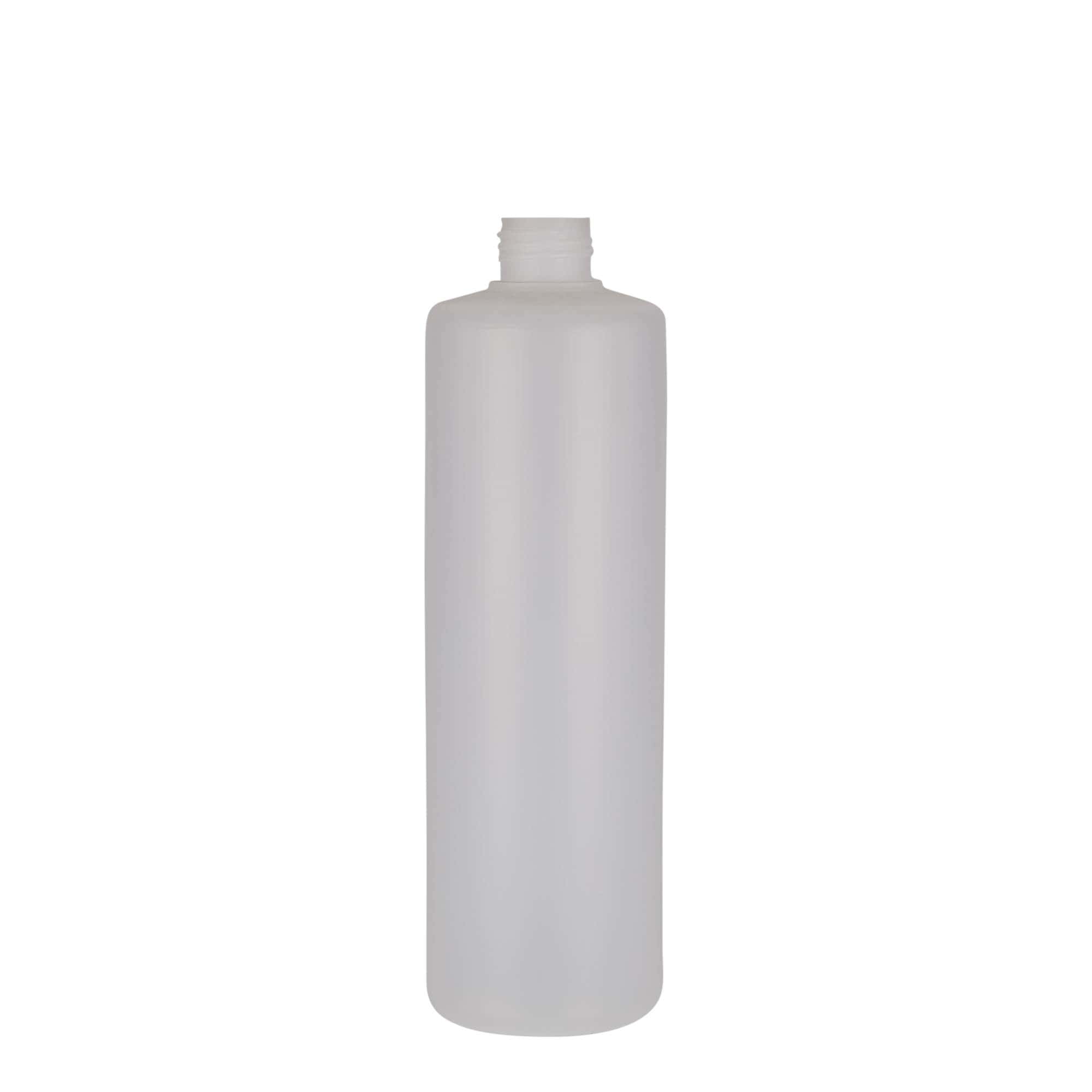 500 ml Rundflasche, PE-Kunststoff, natur, Mündung: Schraubverschluss