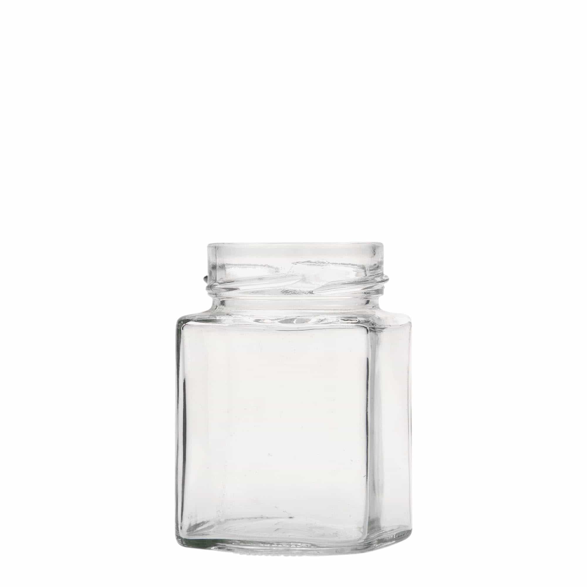 212 ml Vierkantglas 'Funny', Mündung: Deep-Twist-Off (DTO 58)