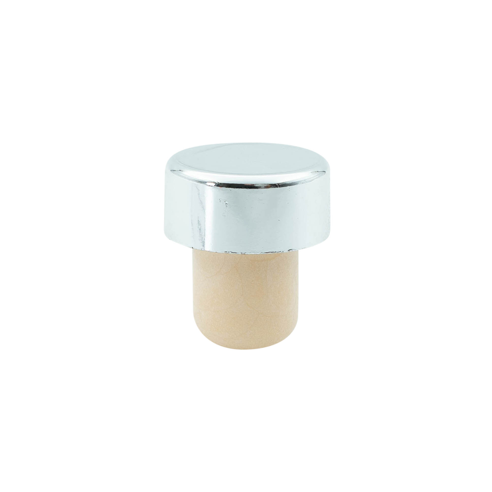 Griffkorken 19 mm, Kunststoff, silber, für Mündung: Kork