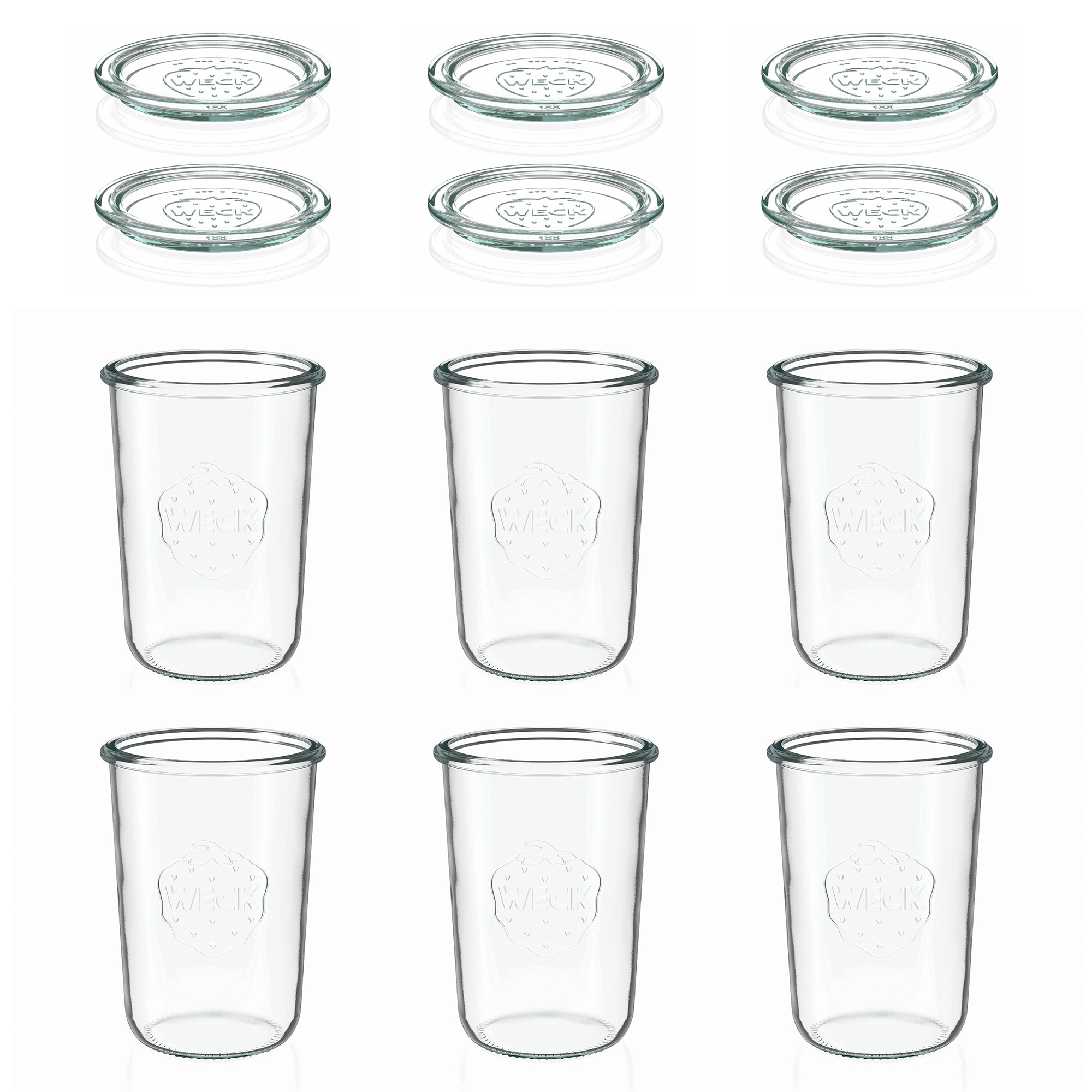 6x 850 ml WECK-Sturzglas mit Glasdeckel RR 100
