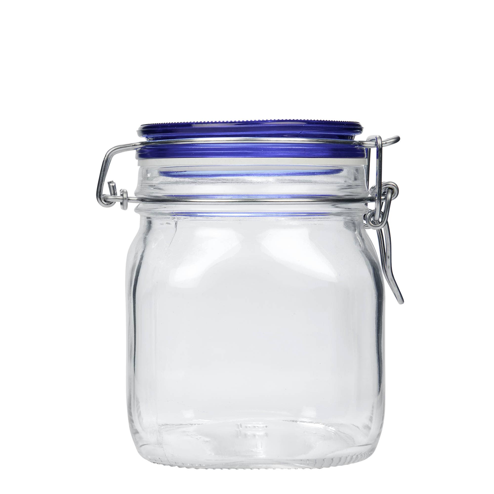 750 ml Drahtbügelglas „Fido“ Blue Top, quadratisch, Mündung: Drahtbügelverschluss