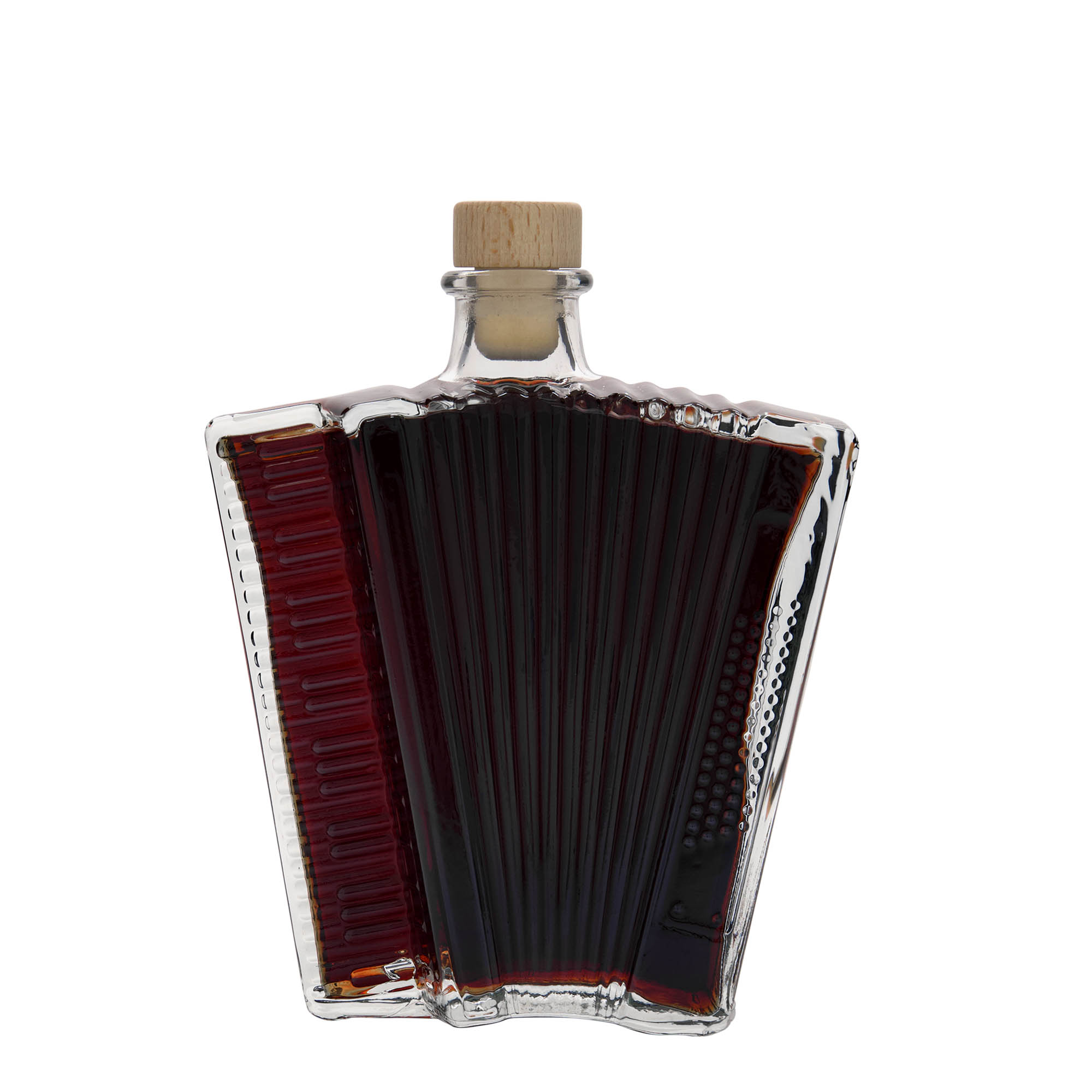 500 ml Glasflasche 'Akkordeon', Mündung: Kork 500 ml Glasflasche 'Akkordeon', Mündung: Kork