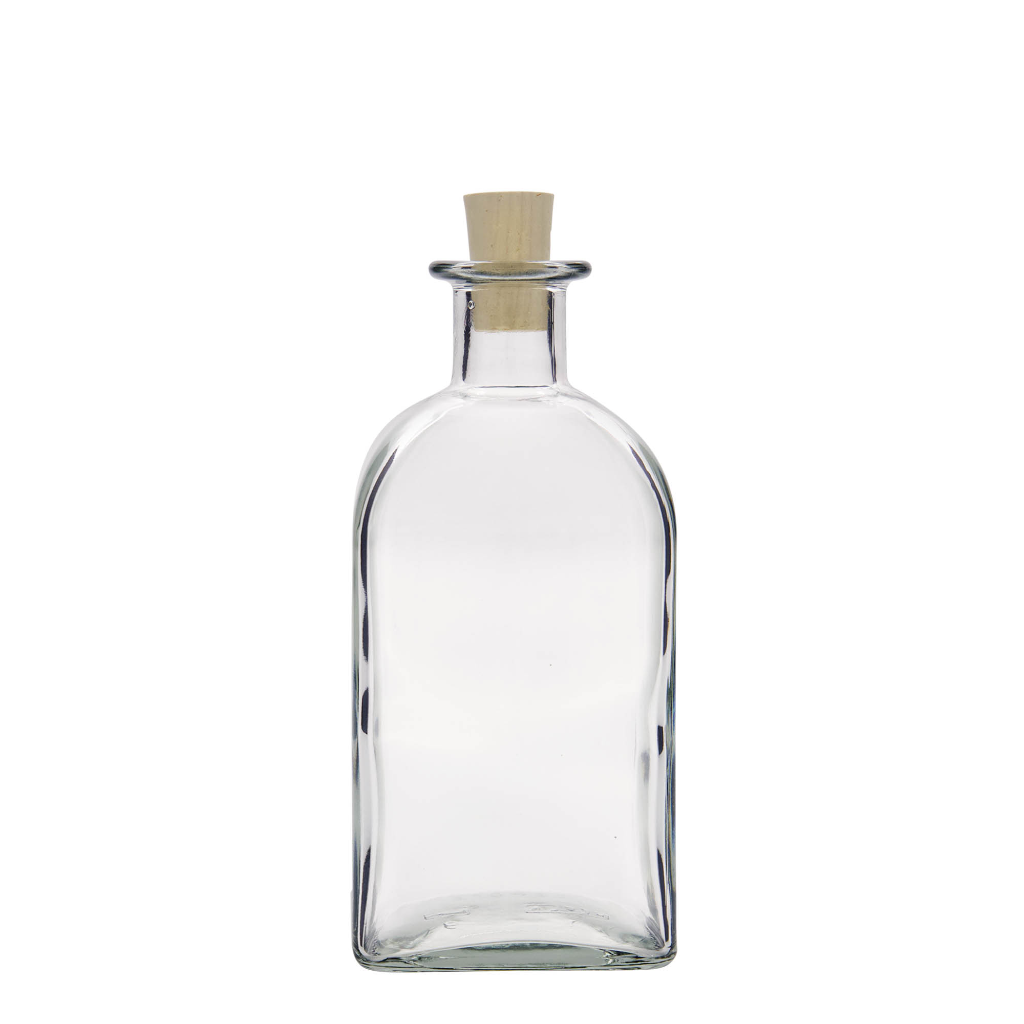 500 ml Glasflasche Apotheker Carré, quadratisch, Mündung: Kork