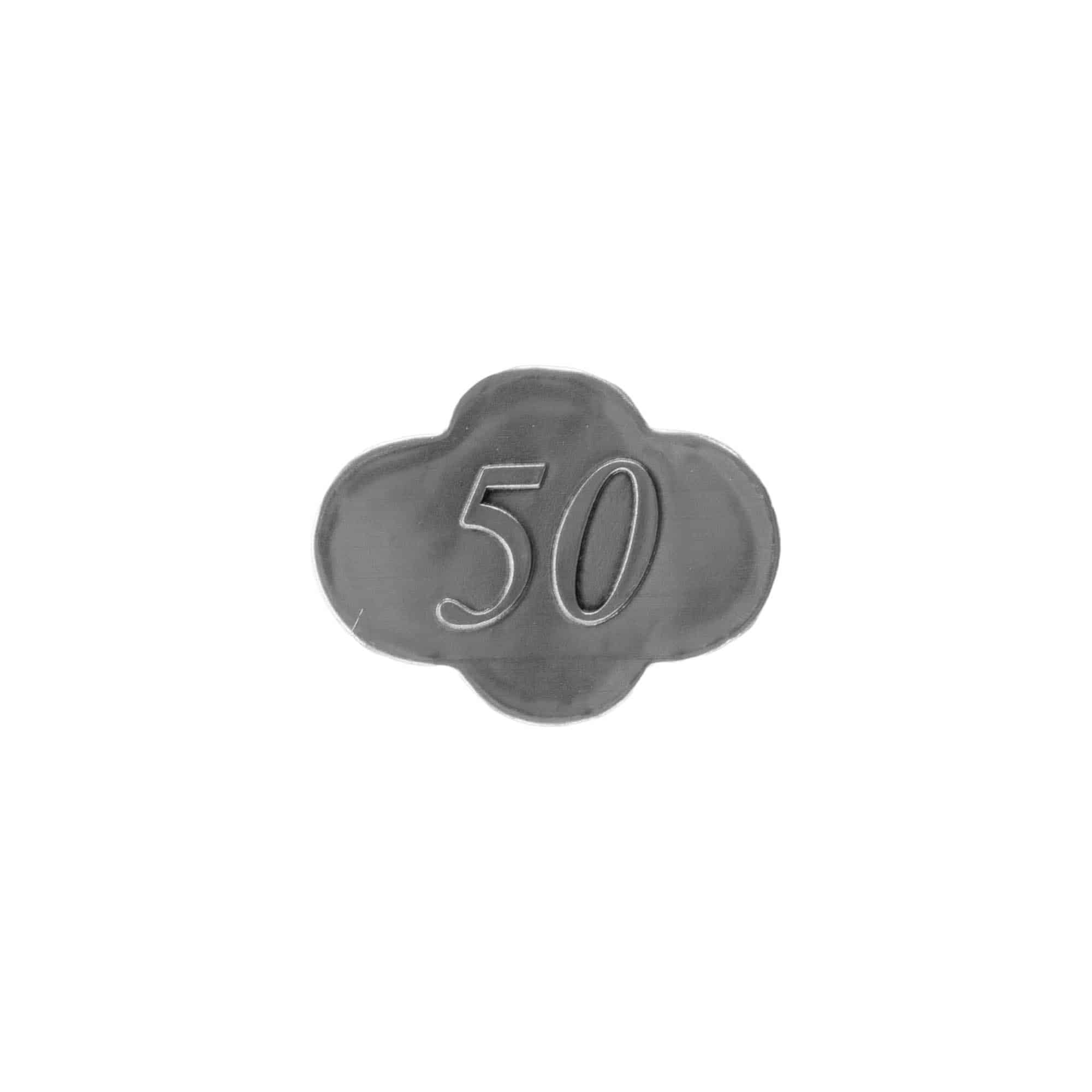 Zinnetikett „50“, Metall, silber