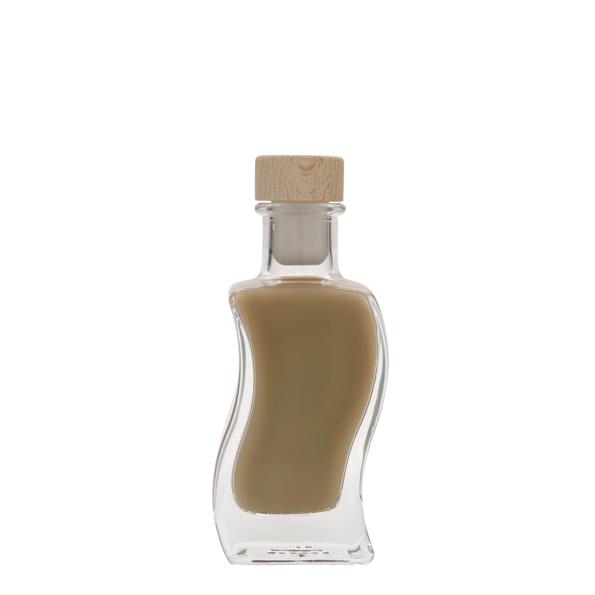 100 ml Glasflasche 'Welle', quadratisch, Mündung: Kork 100 ml Glasflasche 'Welle', quadratisch, Mündung: Kork