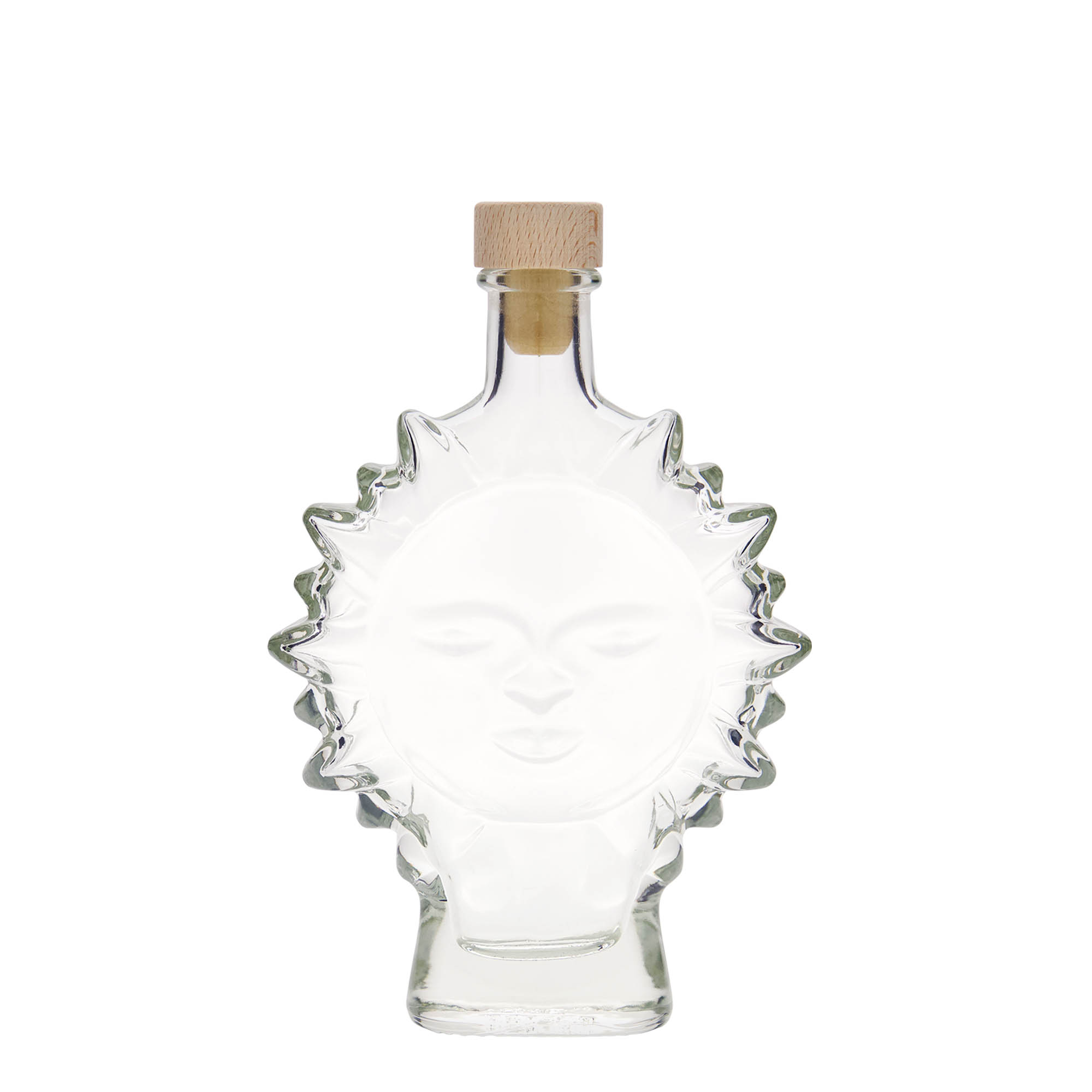 200 ml Glasflasche 'Sonne', Mündung: Kork 200 ml Glasflasche 'Sonne', Mündung: Kork